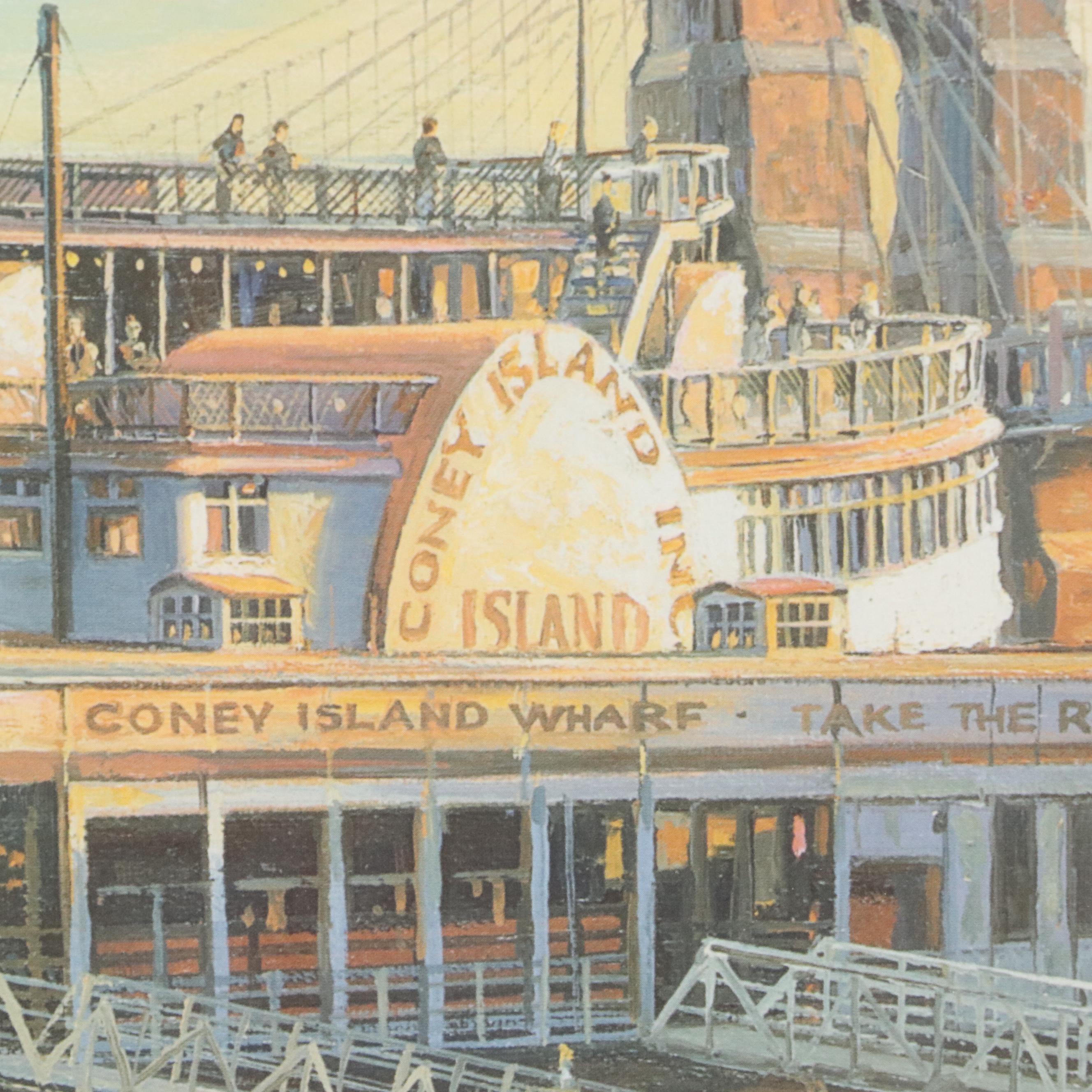 Michael Blaser Offset Lithograph "Heading For Coney"