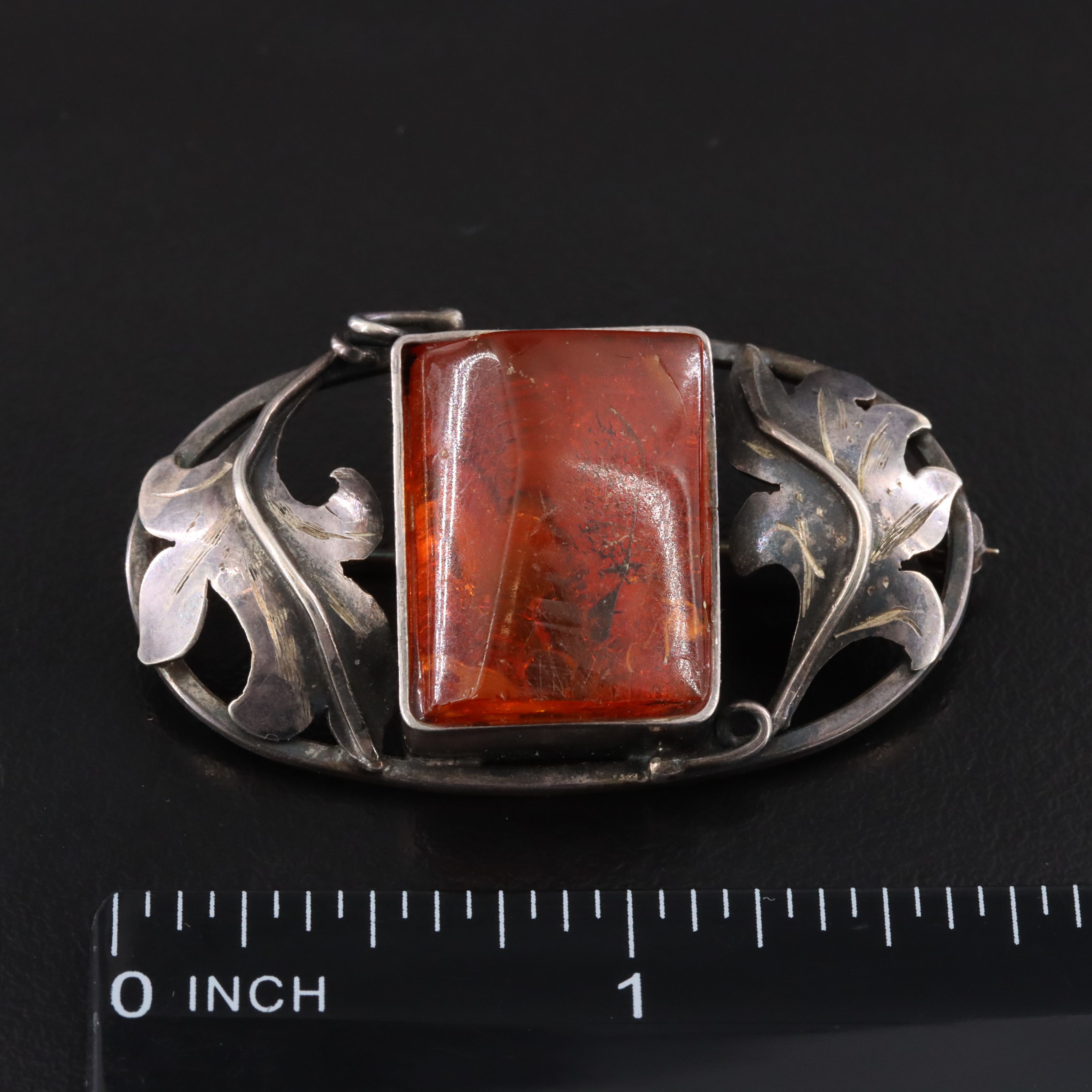 Sterling Amber Earrings and Brooches Including Polish and Converter