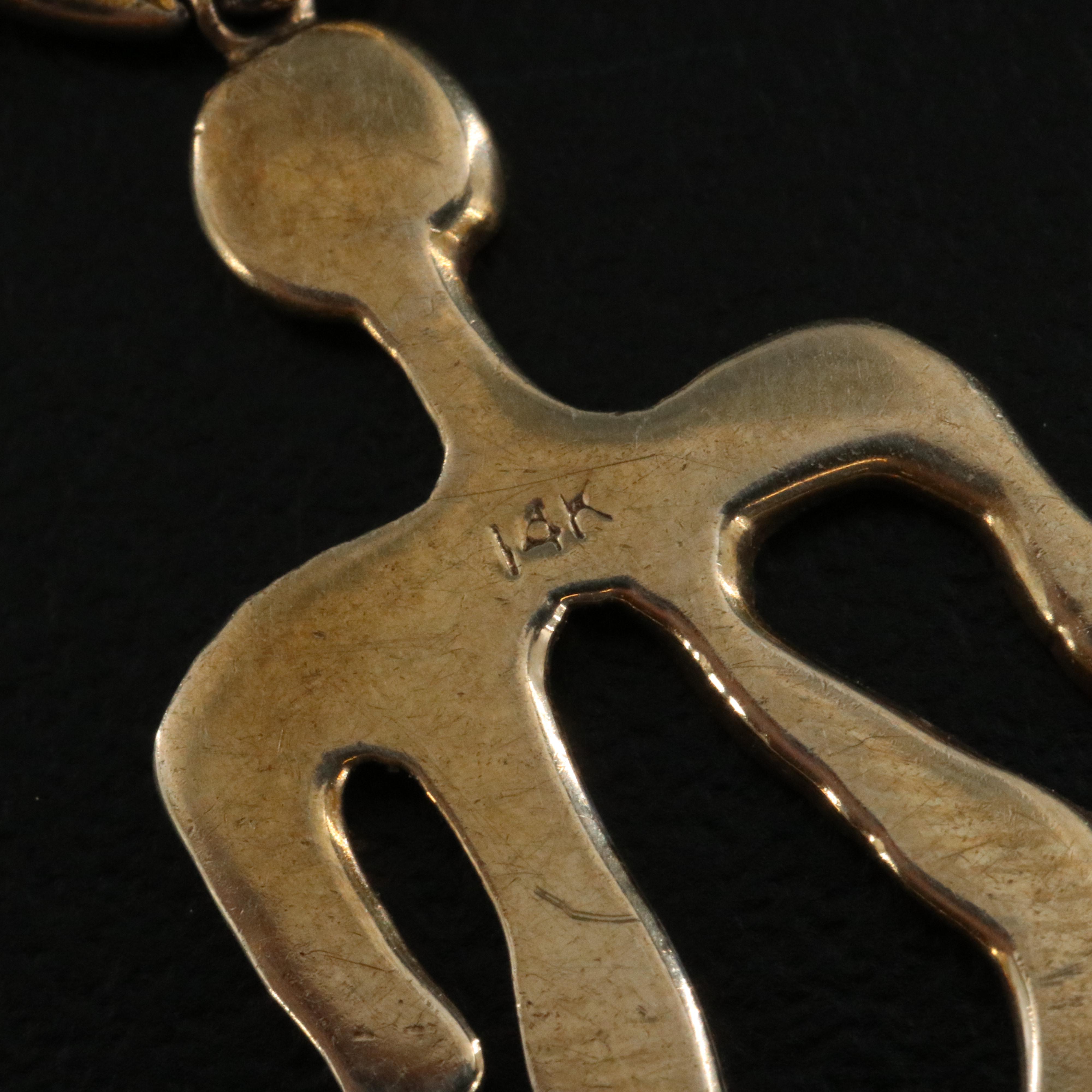 Talisman Charm Necklace Including 14K, Jadeite, Serpentine and Coral