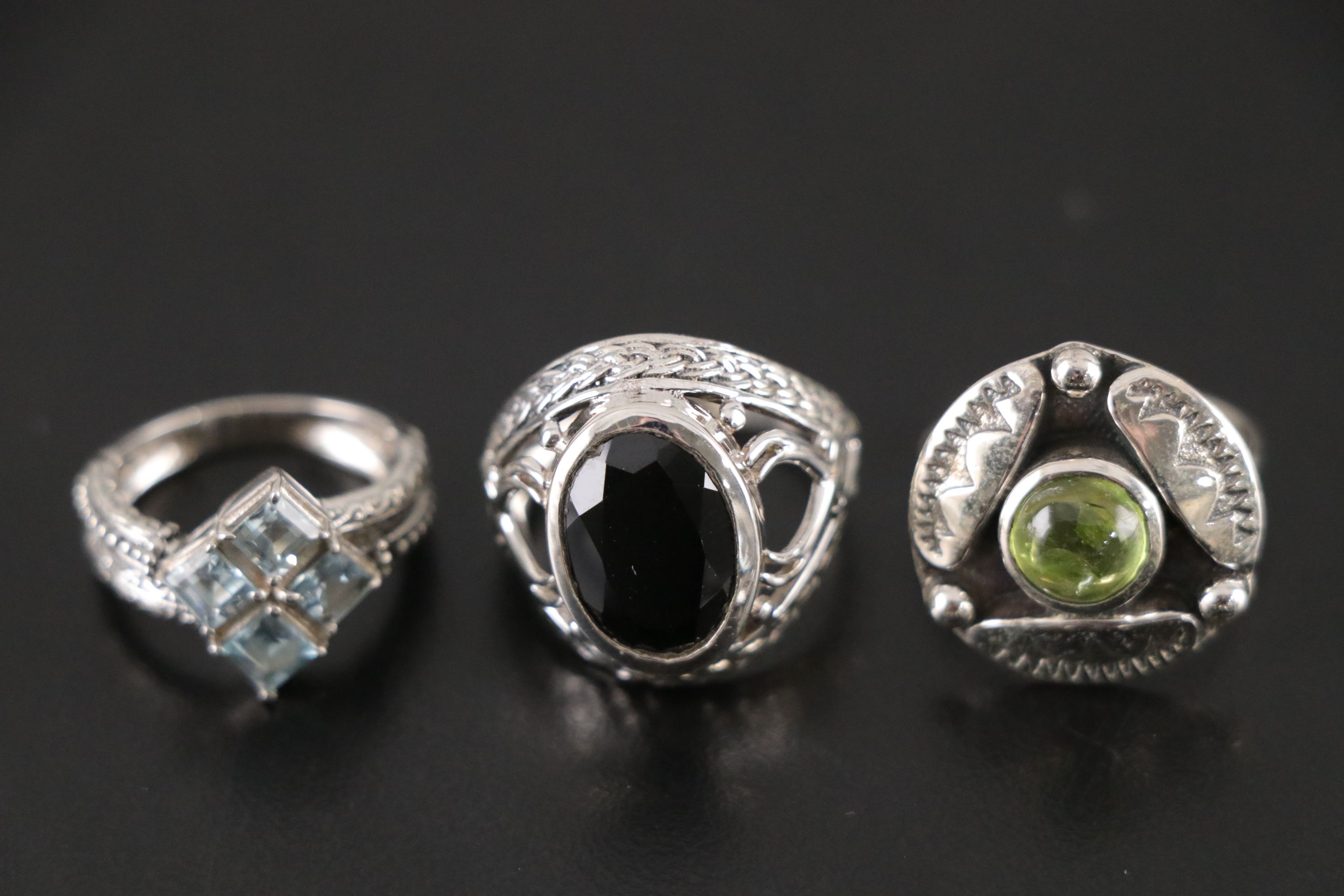 14 Assorted Sterling Silver Rings, Necklaces and Earrings