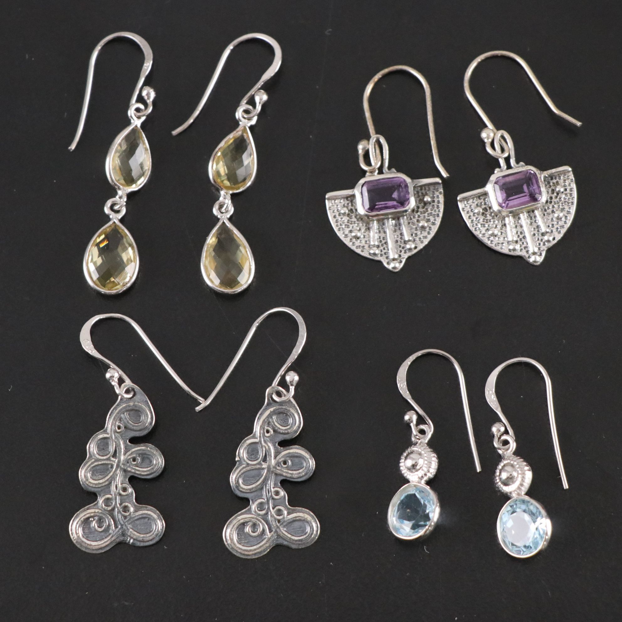 14 Assorted Sterling Silver Rings, Necklaces and Earrings