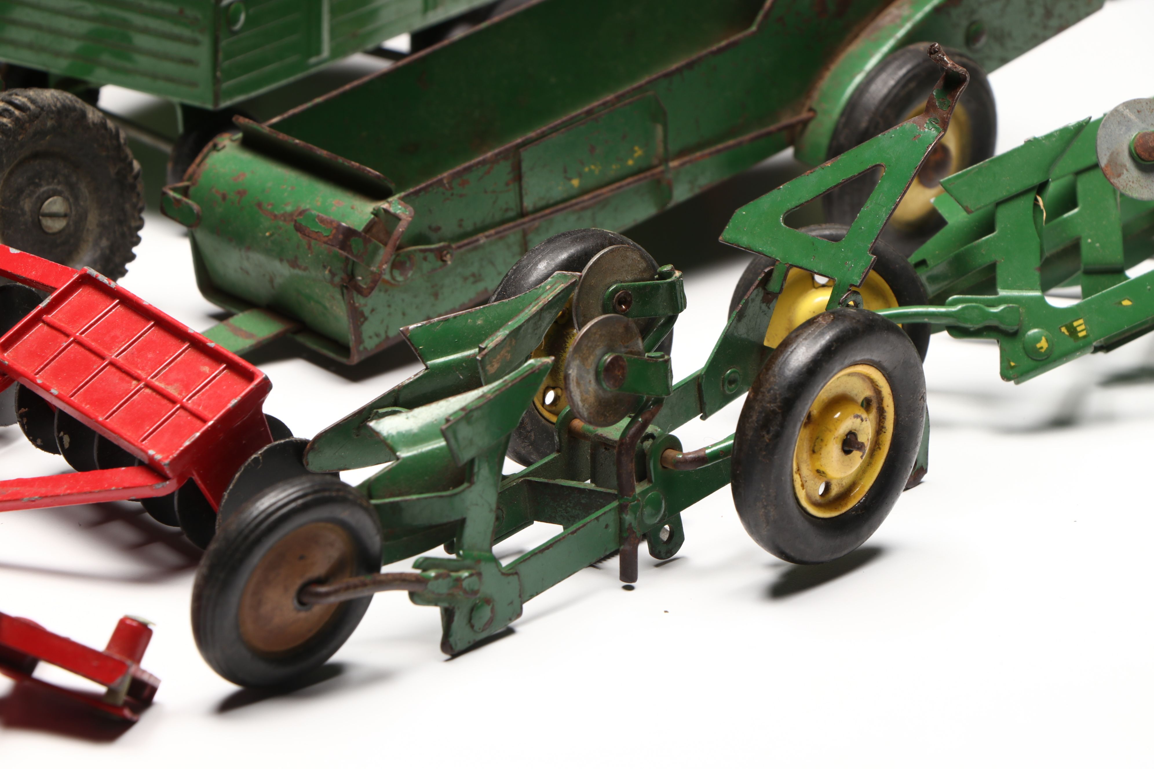 John Deere, Caterpillar, and More Pressed Steel Vintage Farm Vehicle Toys