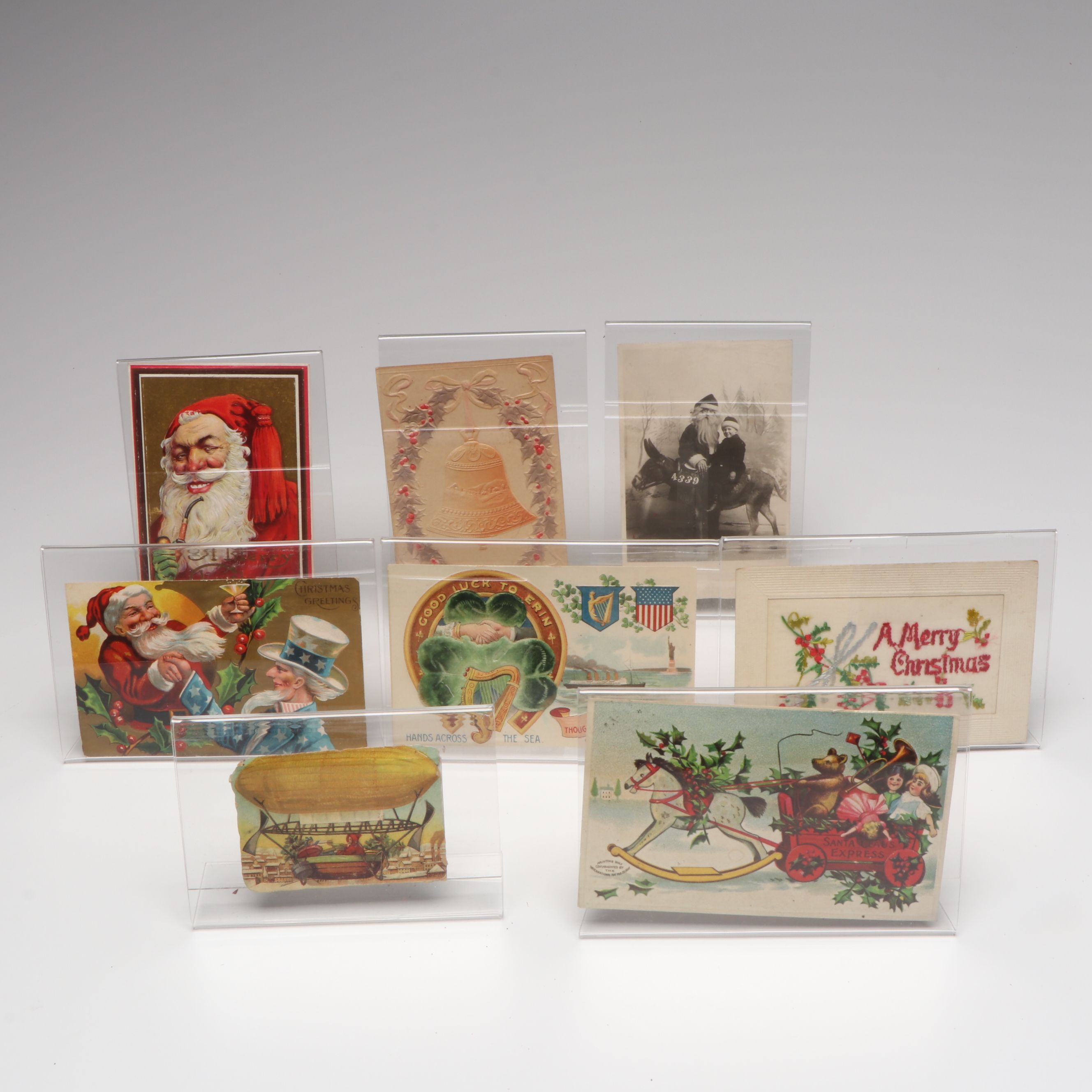 Patriotic Christmas with Other Postcards and Santa Centerpiece