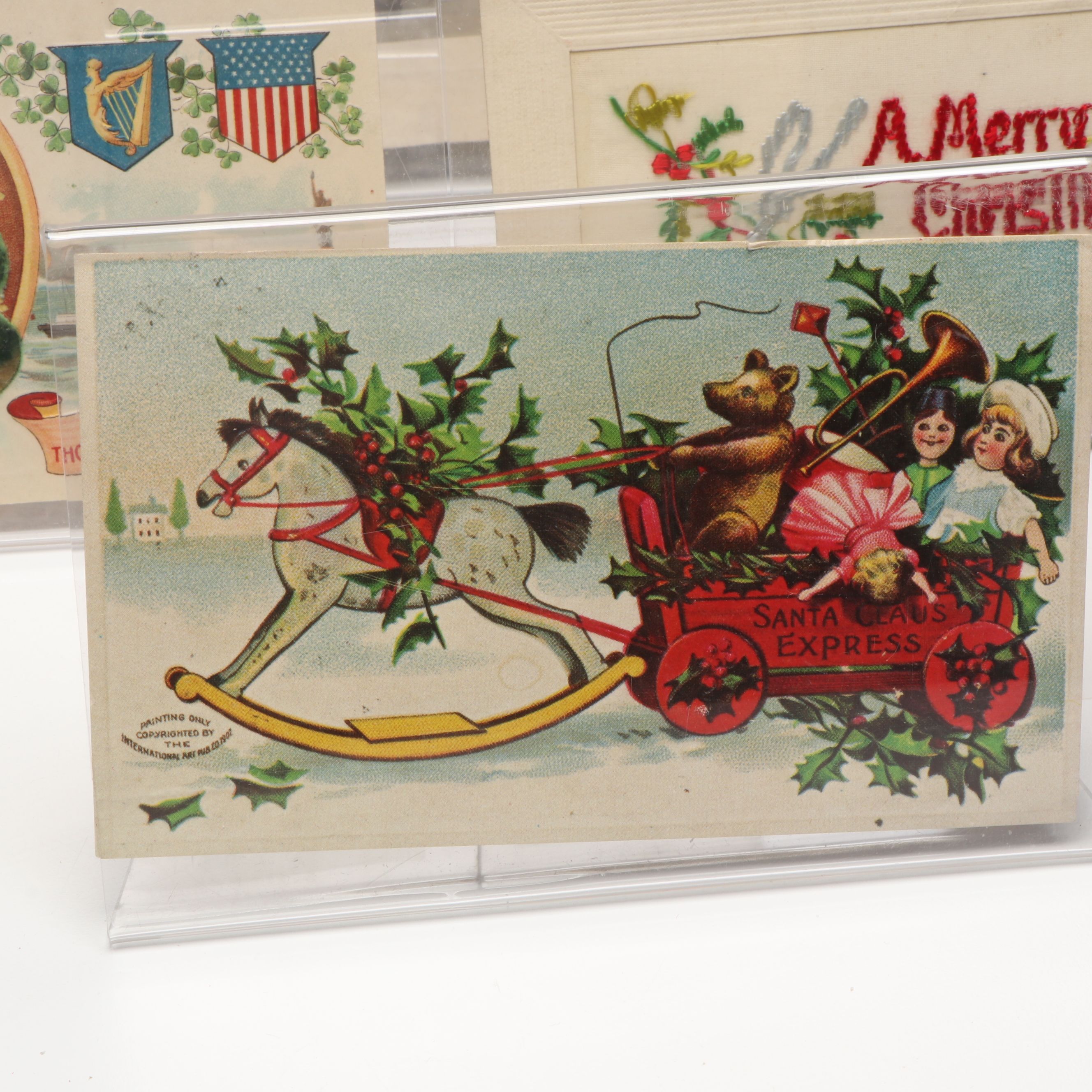 Patriotic Christmas with Other Postcards and Santa Centerpiece