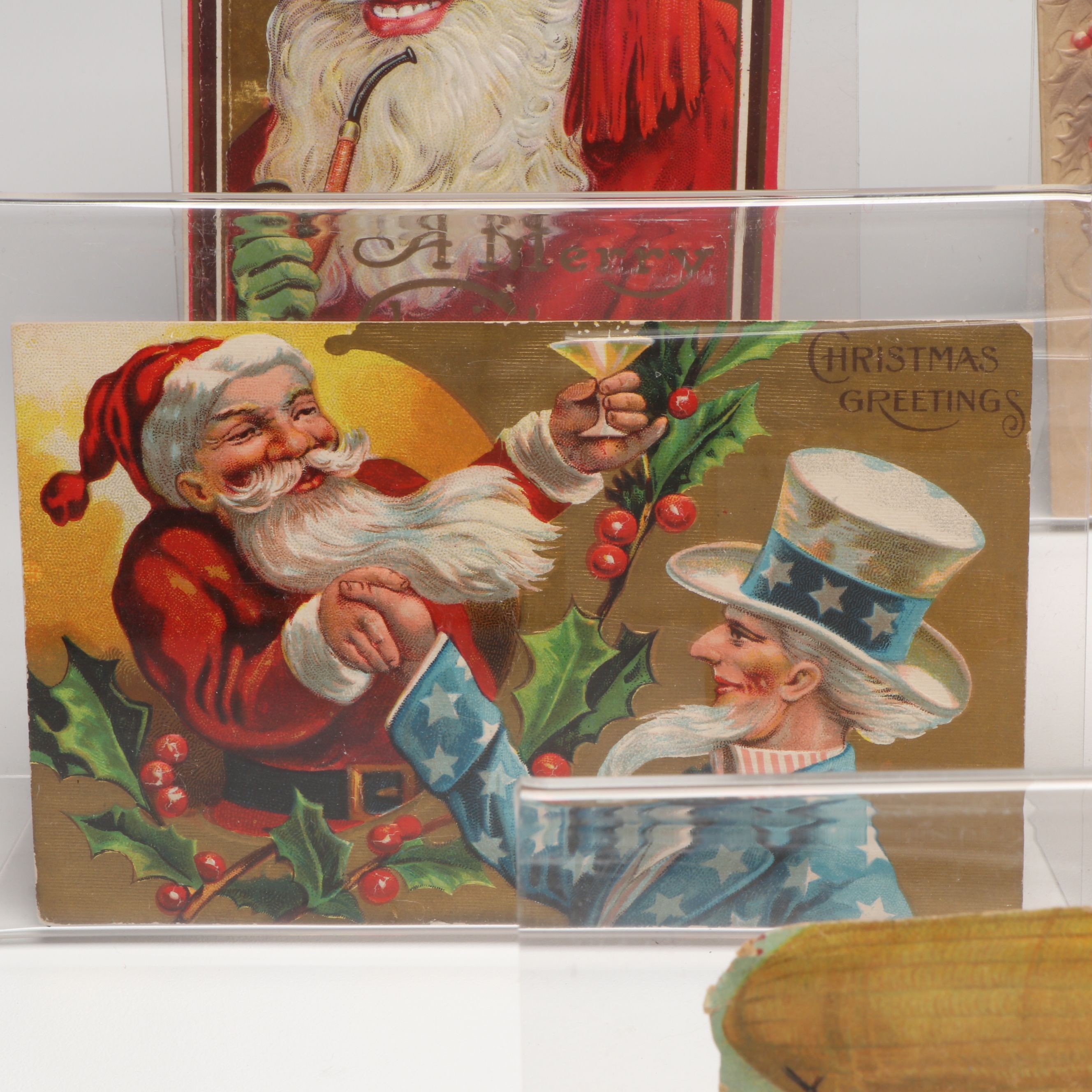 Patriotic Christmas with Other Postcards and Santa Centerpiece