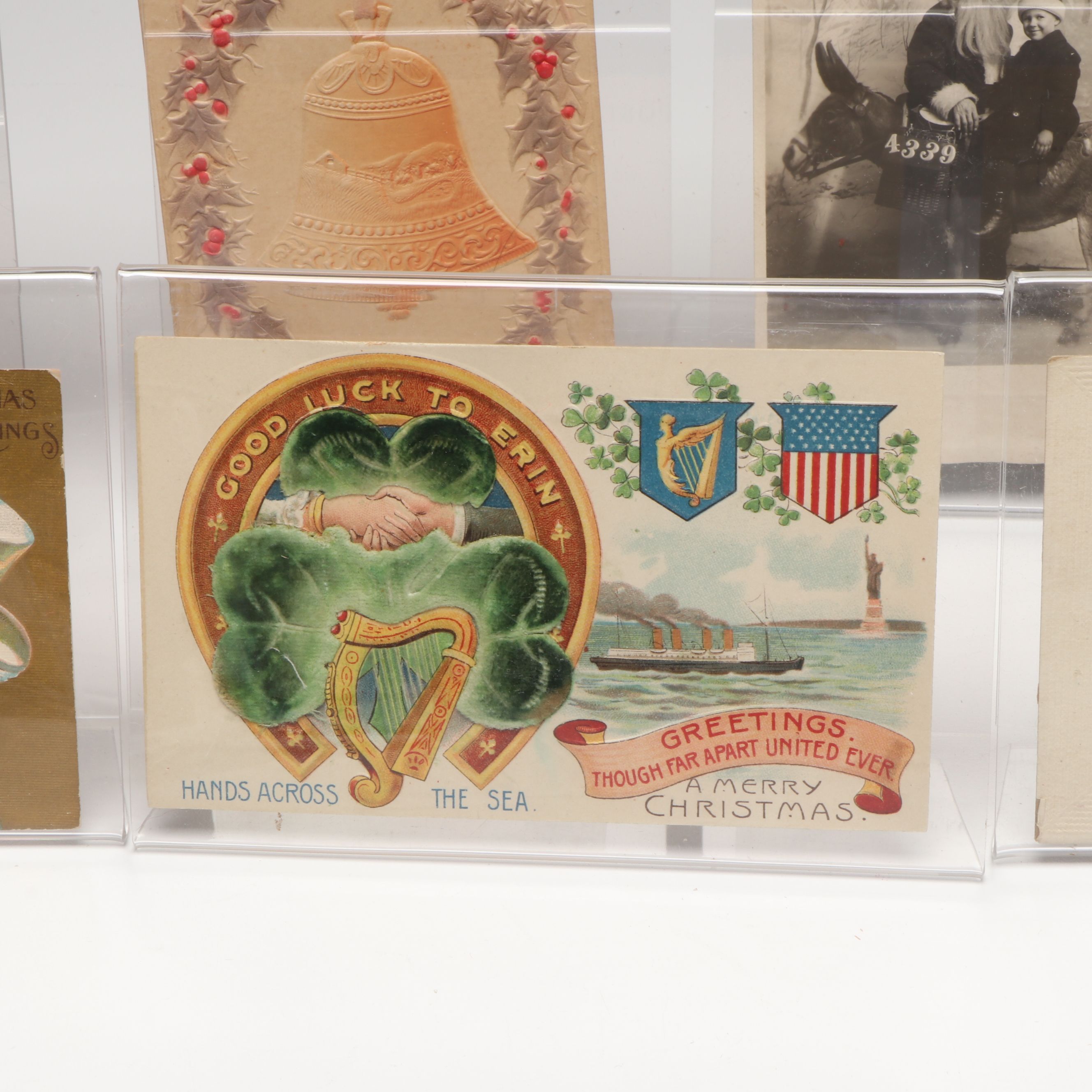 Patriotic Christmas with Other Postcards and Santa Centerpiece