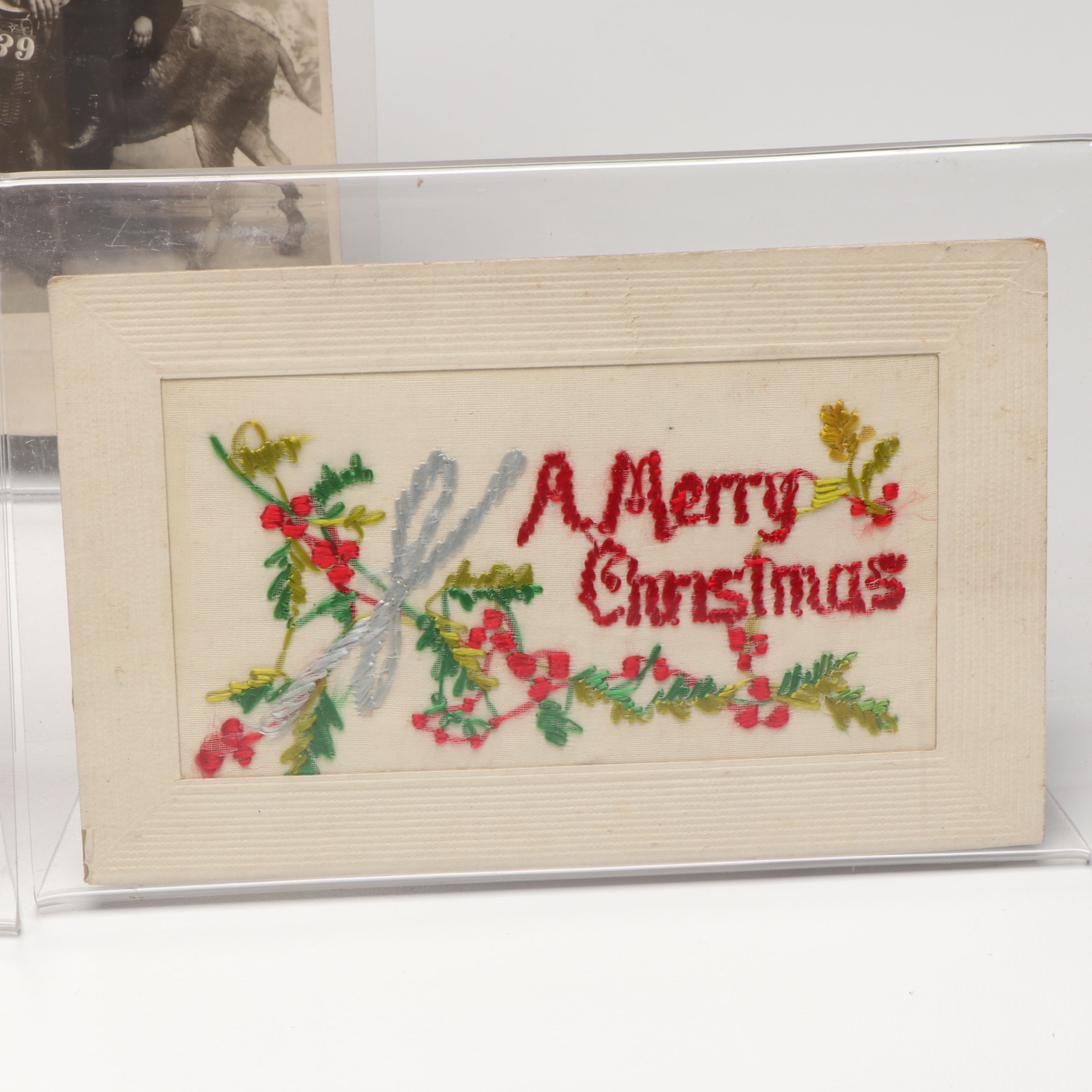 Patriotic Christmas with Other Postcards and Santa Centerpiece