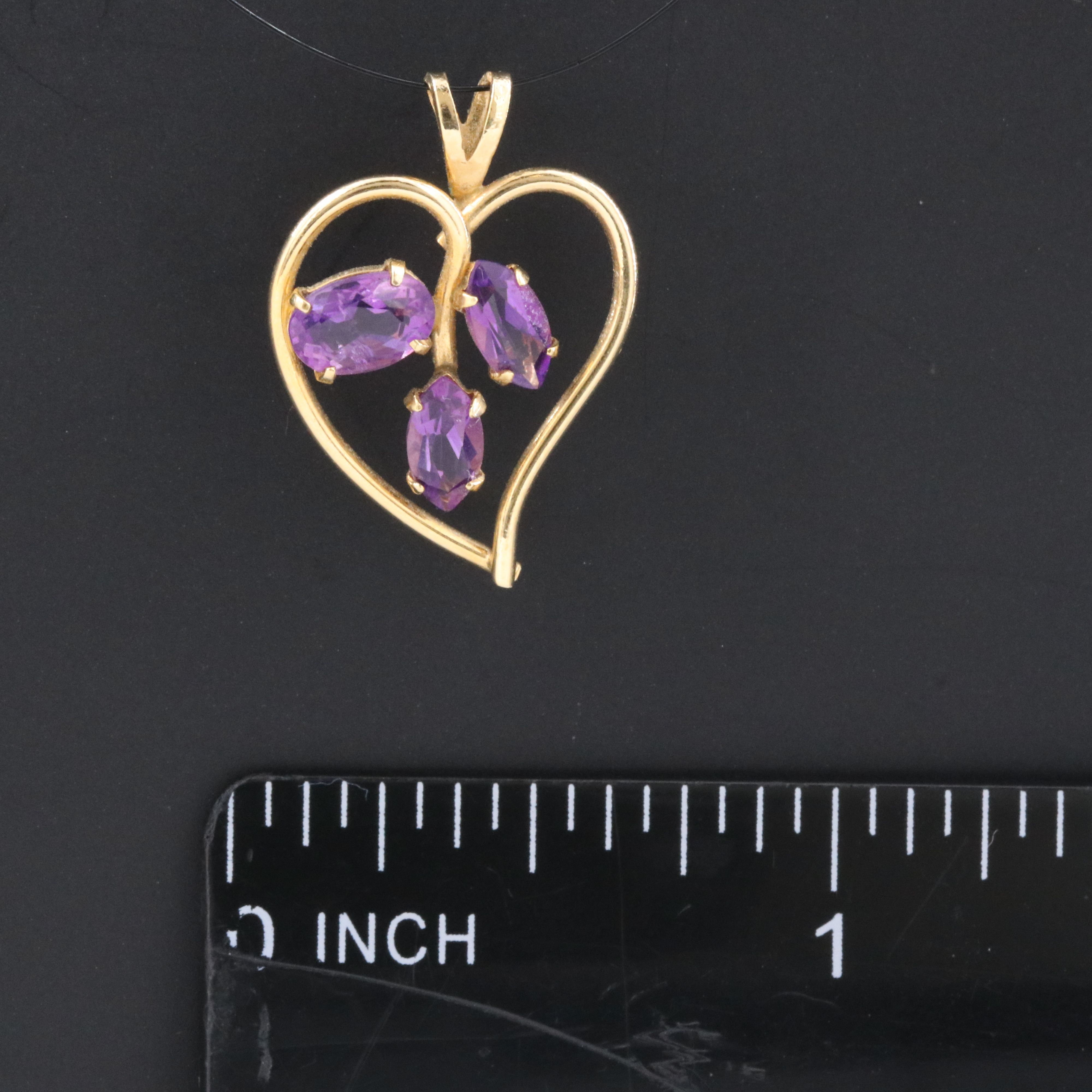 14K Amethyst Heart Pendant