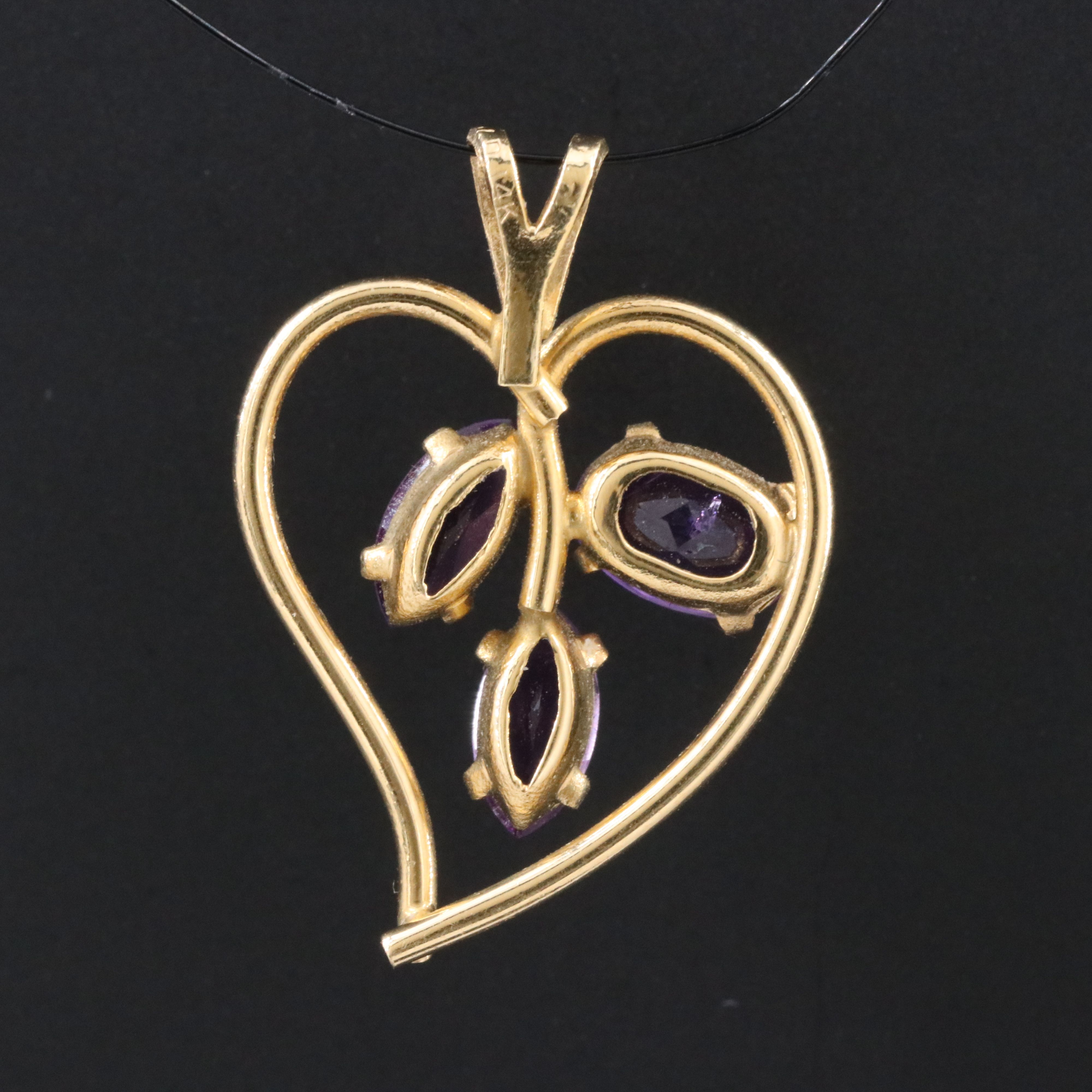 14K Amethyst Heart Pendant