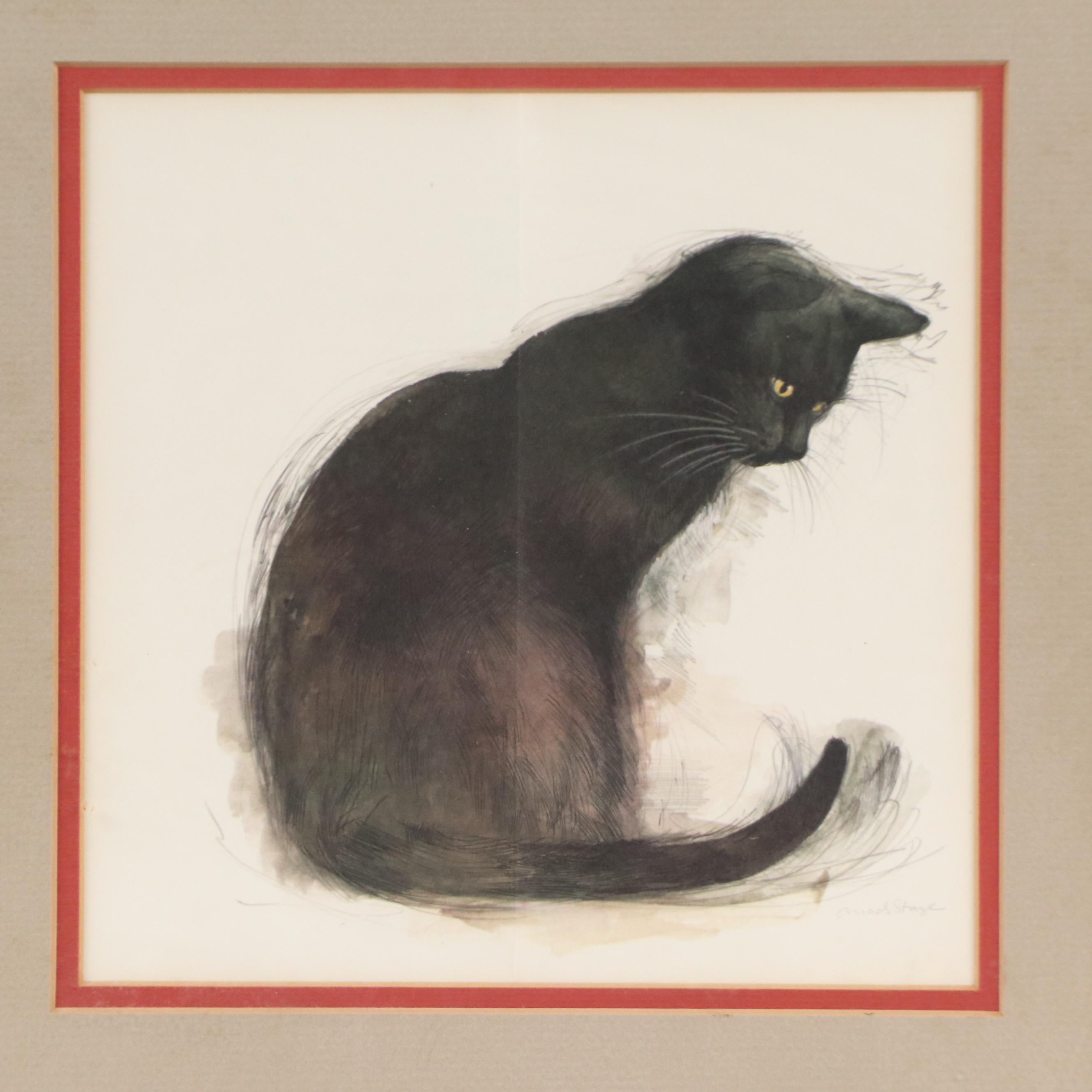 Offset Lithograph of Black Cat After Mads Stage