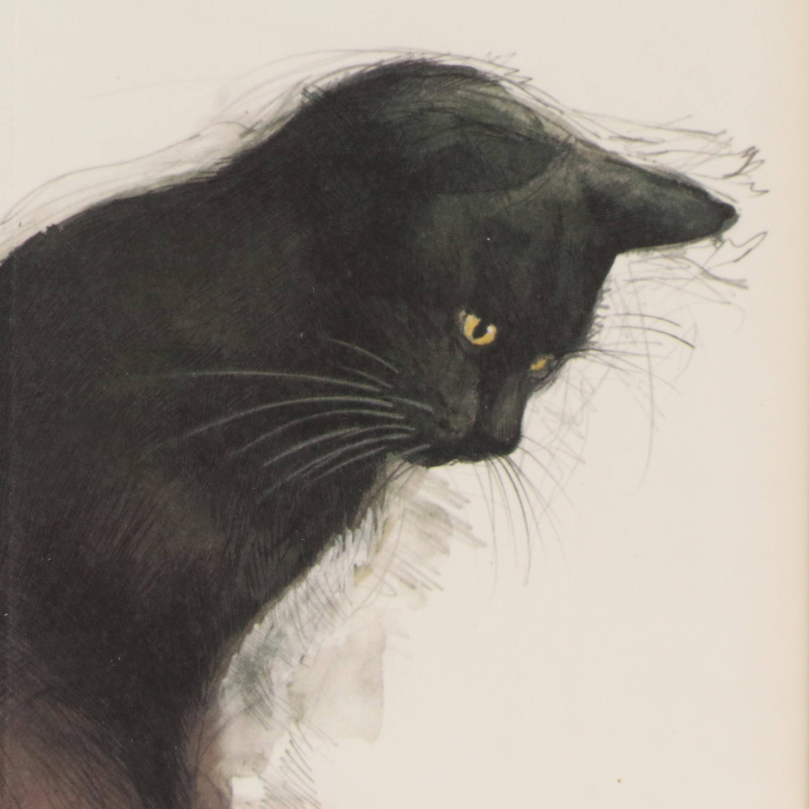 Offset Lithograph of Black Cat After Mads Stage