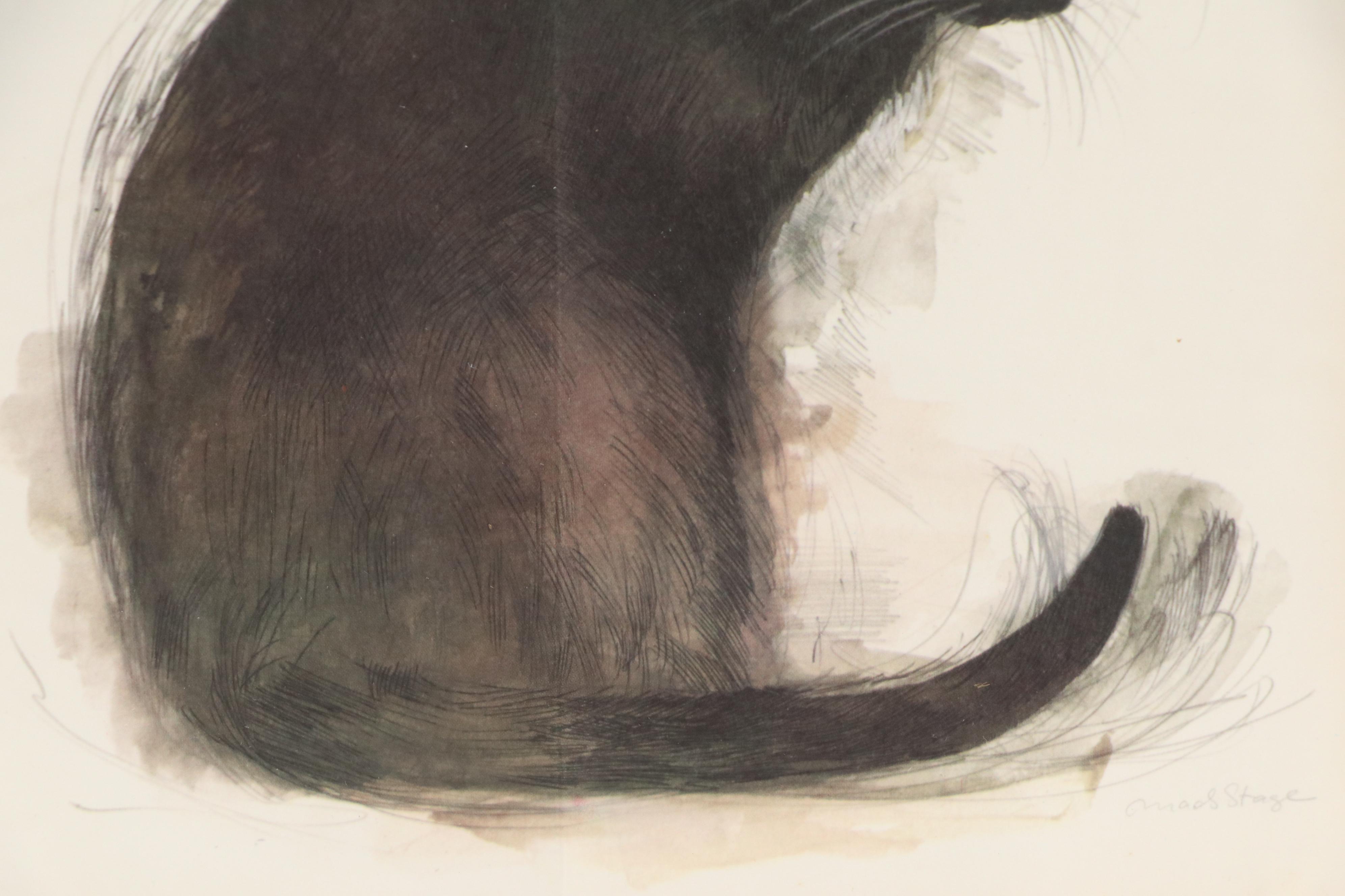 Offset Lithograph of Black Cat After Mads Stage