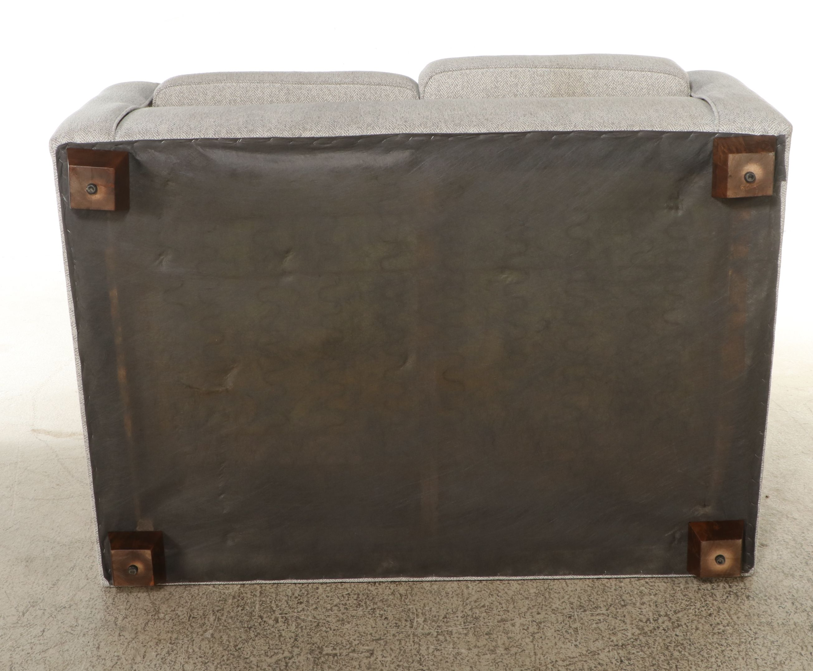 Contemporary Herringbone Upholstered Loveseat with Accent Pillows