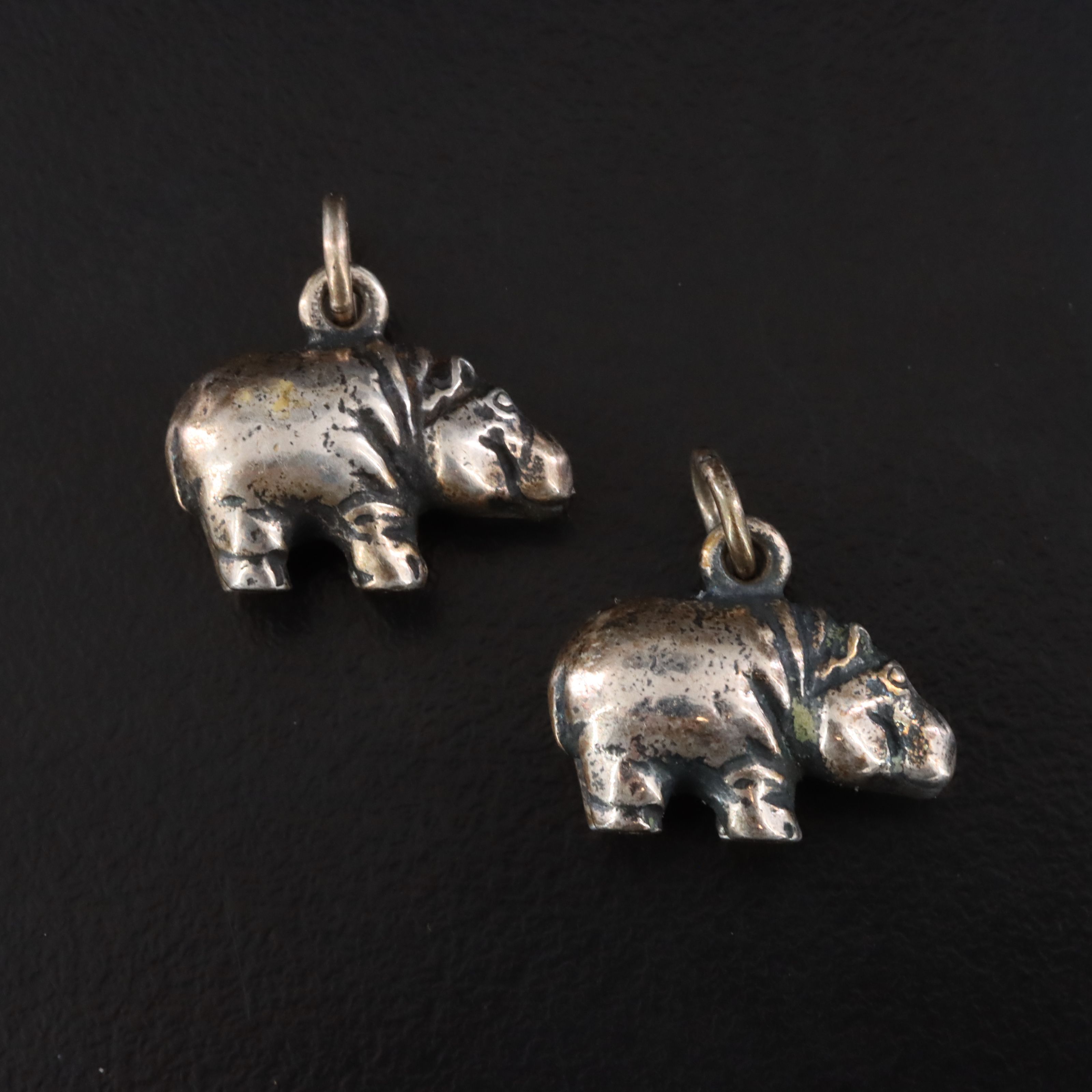 Pair of James Avery Sterling Hippo Charm Pendants