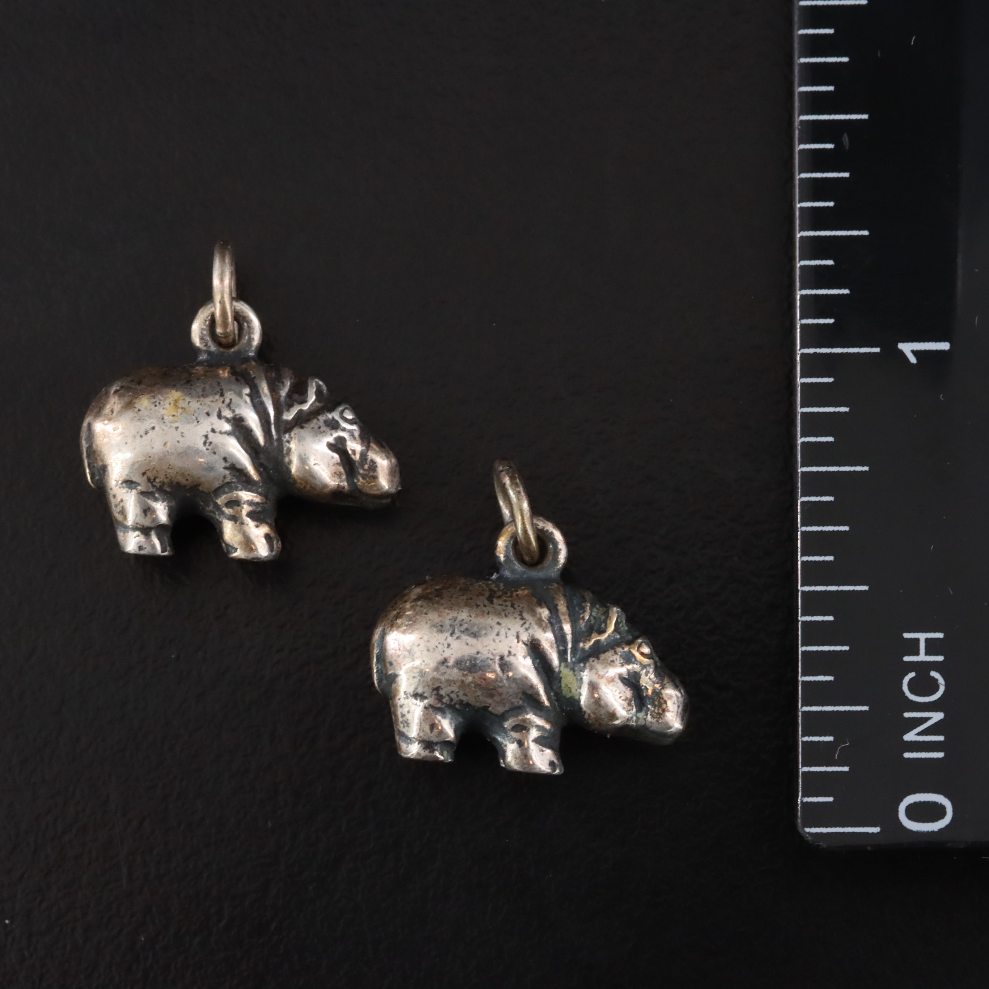 Pair of James Avery Sterling Hippo Charm Pendants
