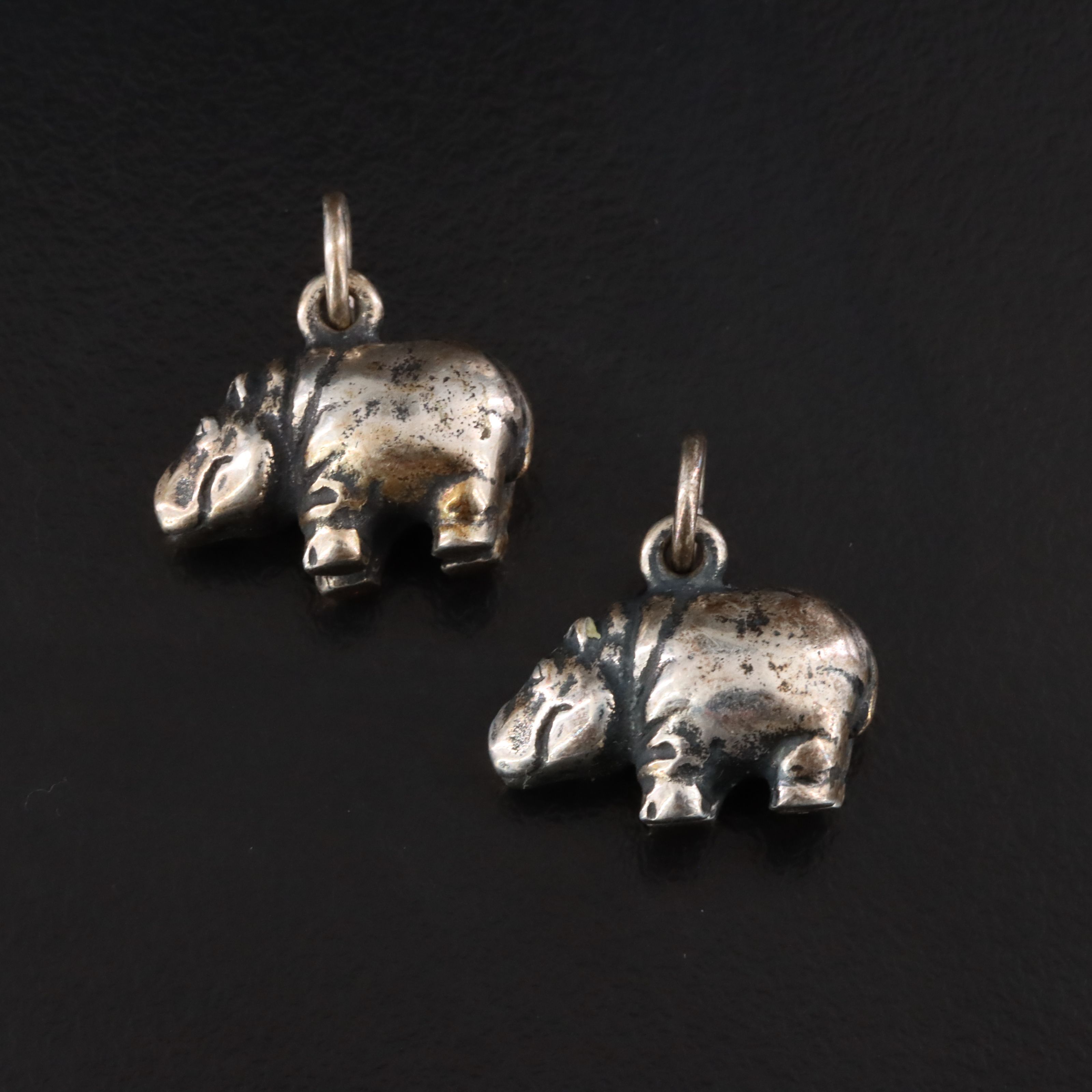Pair of James Avery Sterling Hippo Charm Pendants