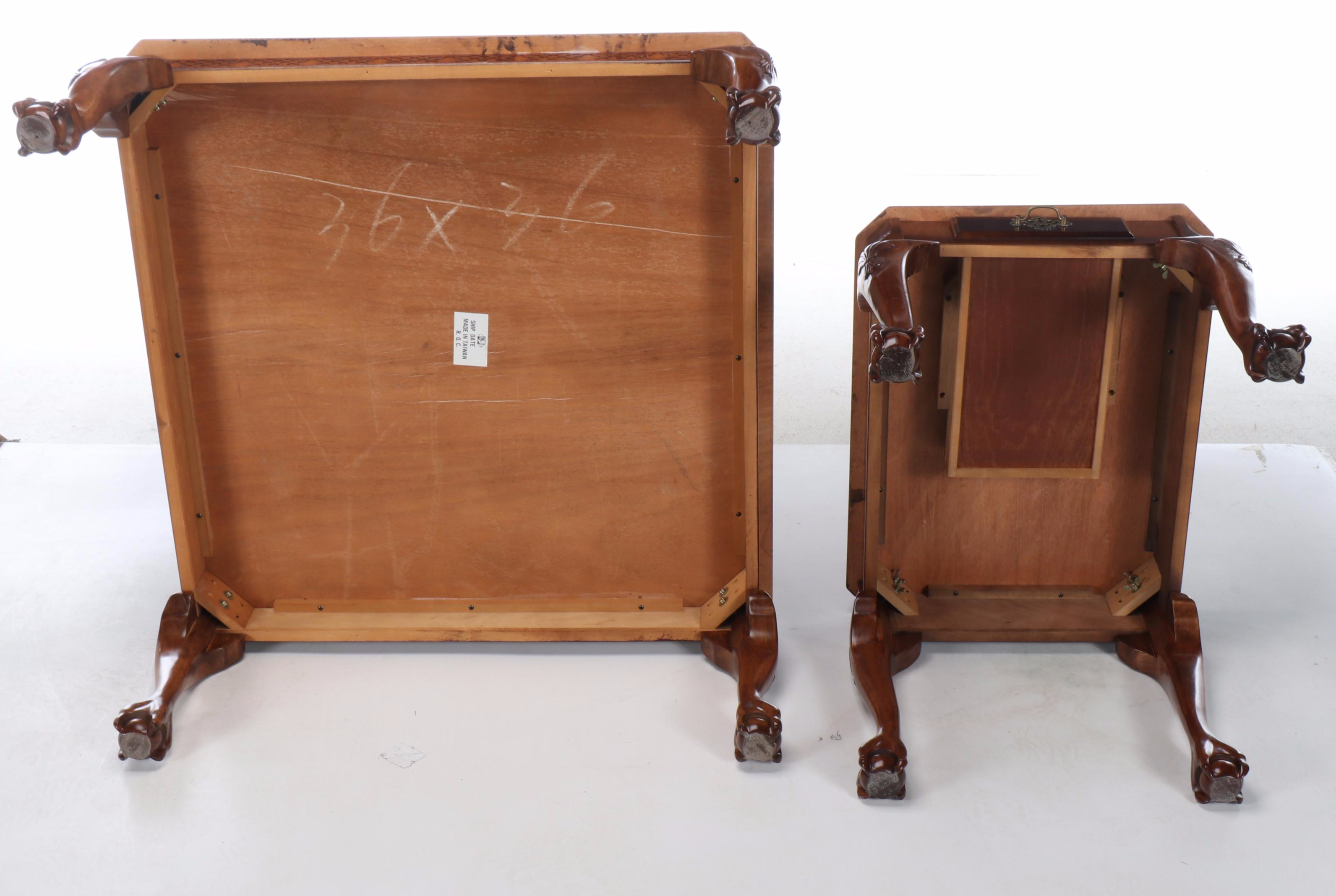 Chinese Chippendale Style Mahogany and Mixed Wood Coffee and Side Tables