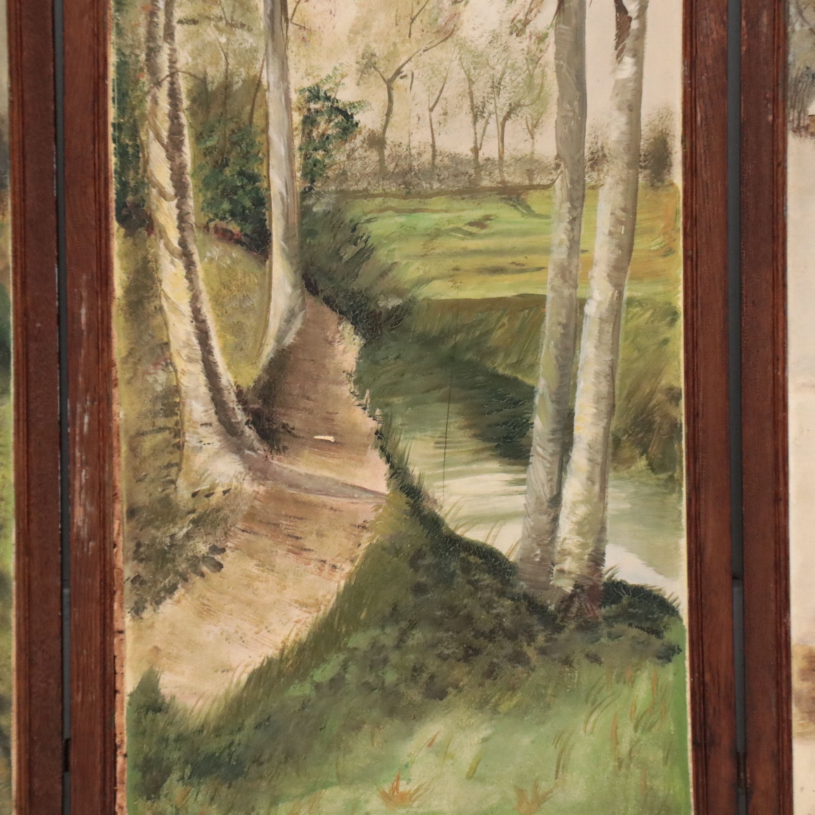 American Late Victorian Hand-Painted Ball and Stick Wooden Screen