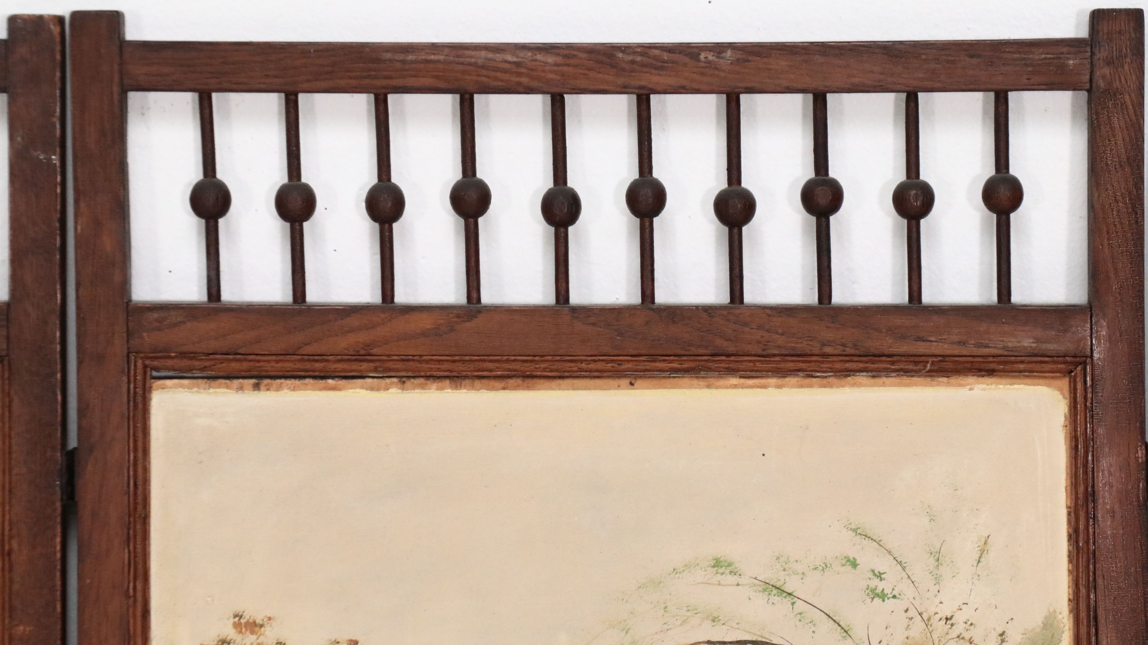 American Late Victorian Hand-Painted Ball and Stick Wooden Screen