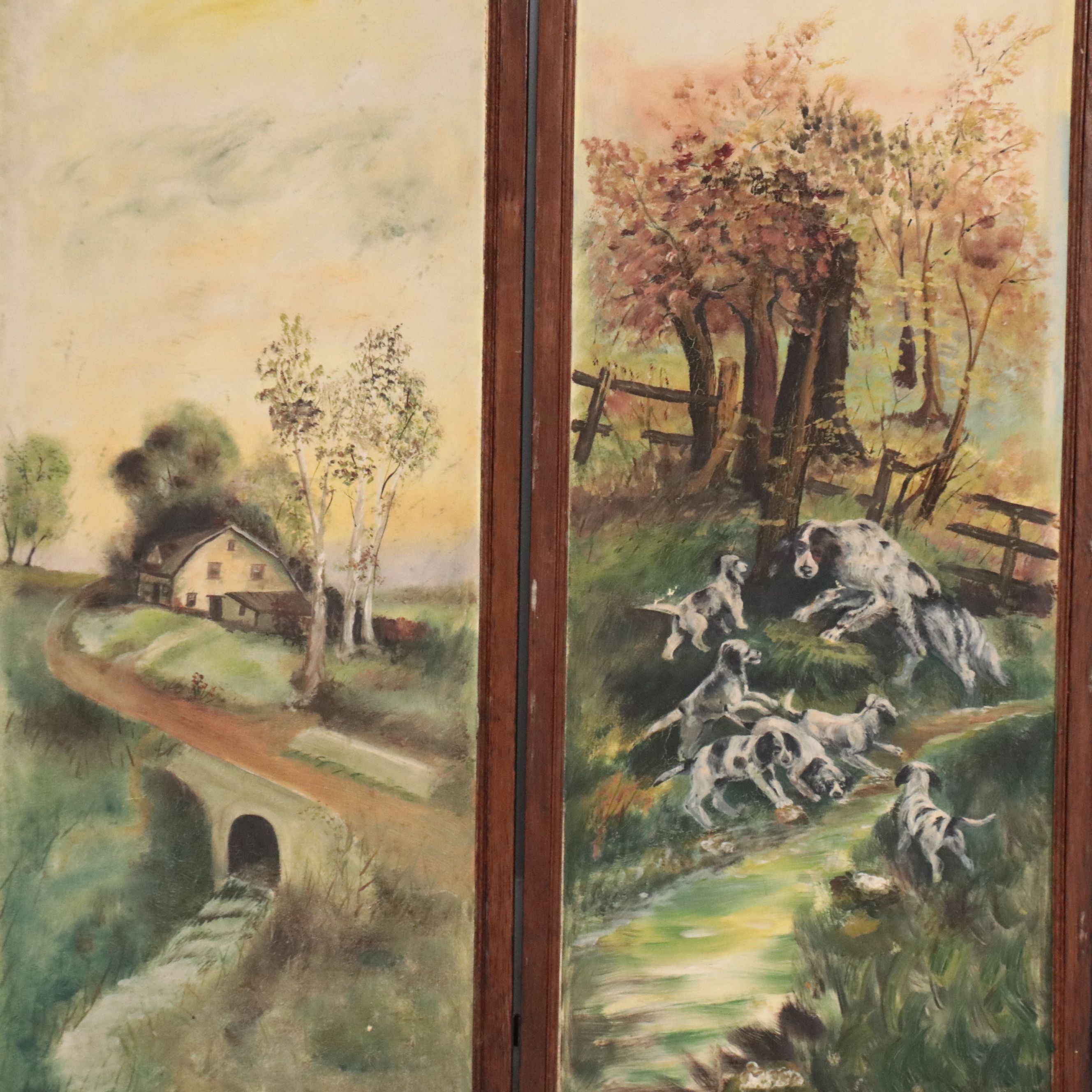 American Late Victorian Hand-Painted Ball and Stick Wooden Screen