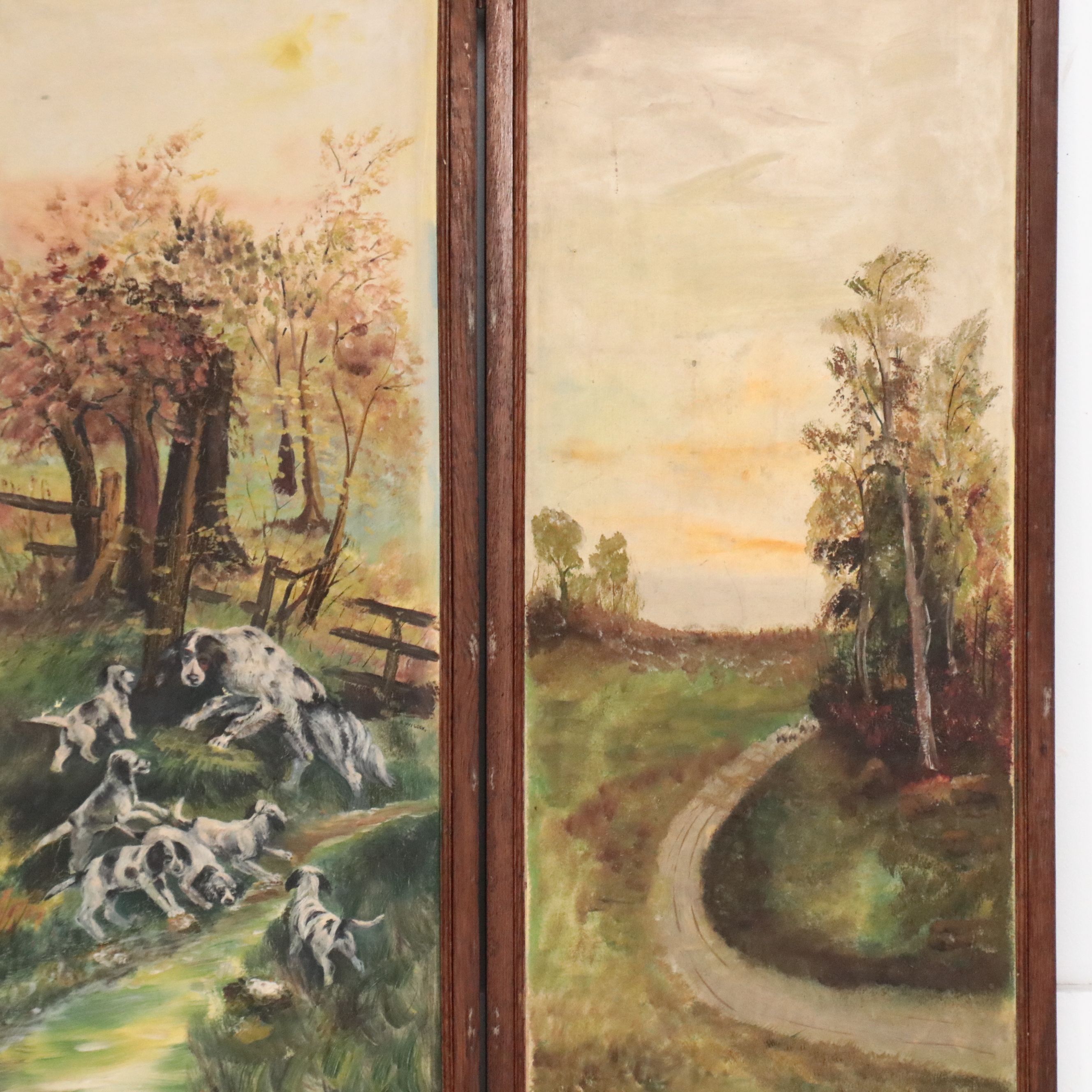 American Late Victorian Hand-Painted Ball and Stick Wooden Screen