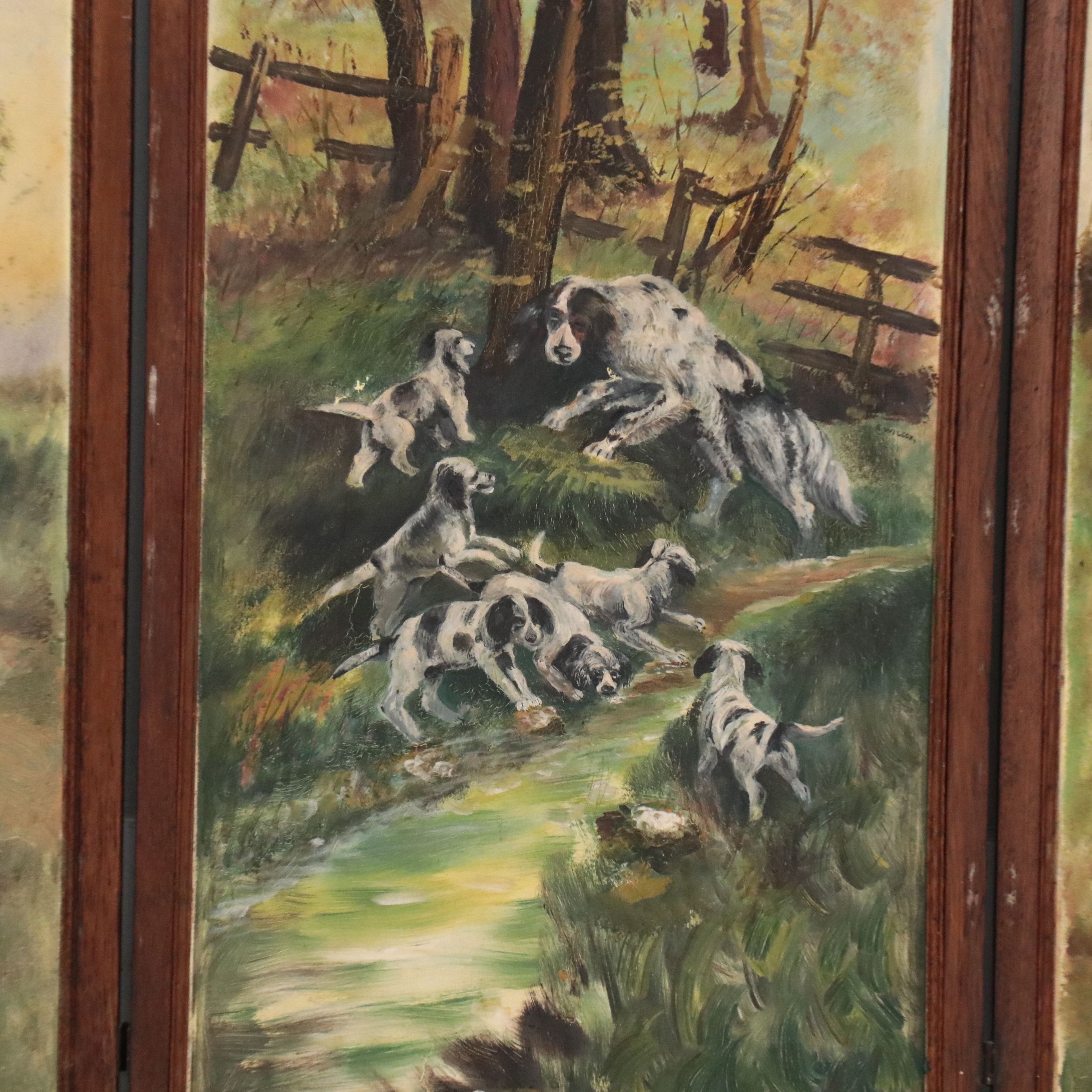 American Late Victorian Hand-Painted Ball and Stick Wooden Screen