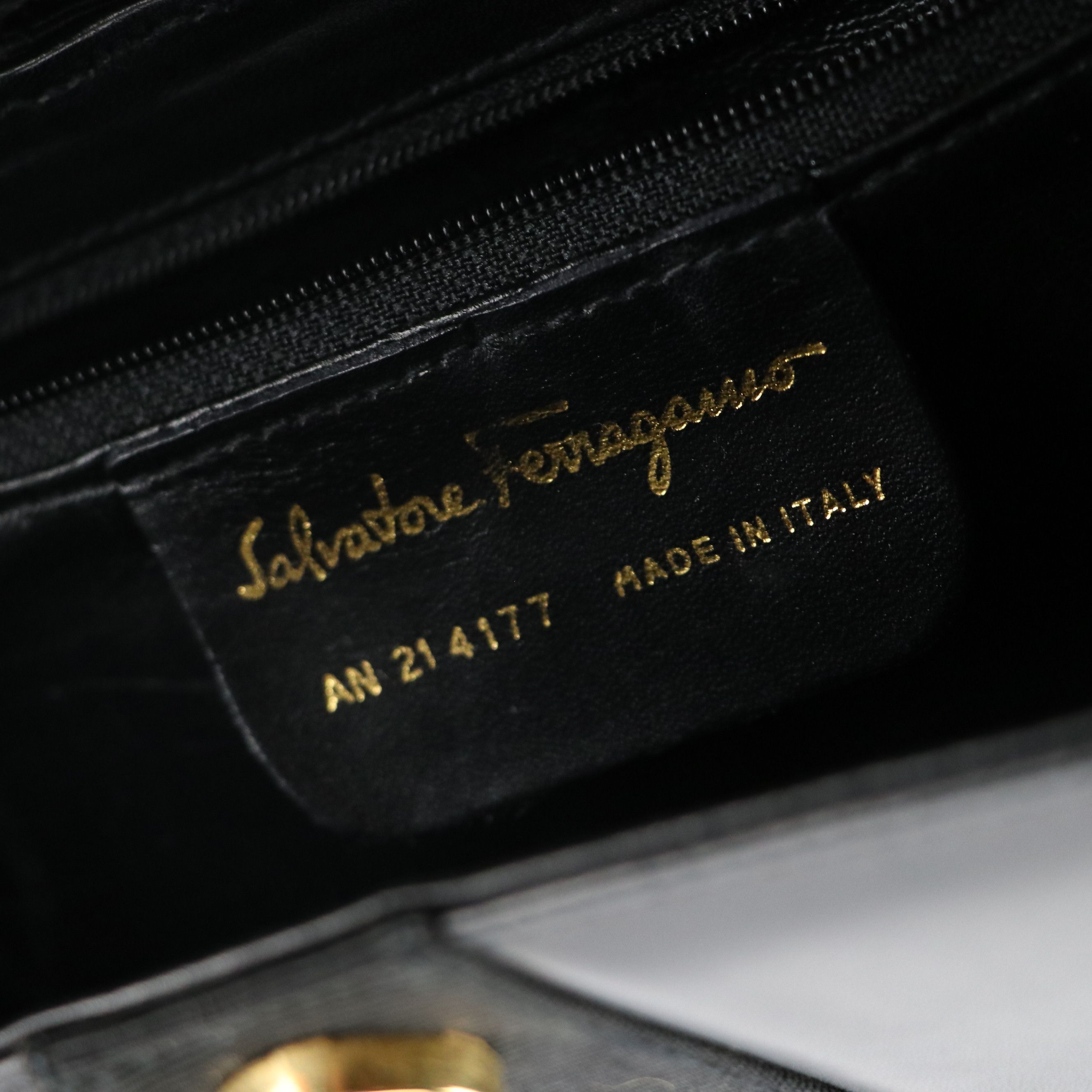 Salvatore Ferragamo Vara Ribbon Box Crossbody Bag in Black Leather