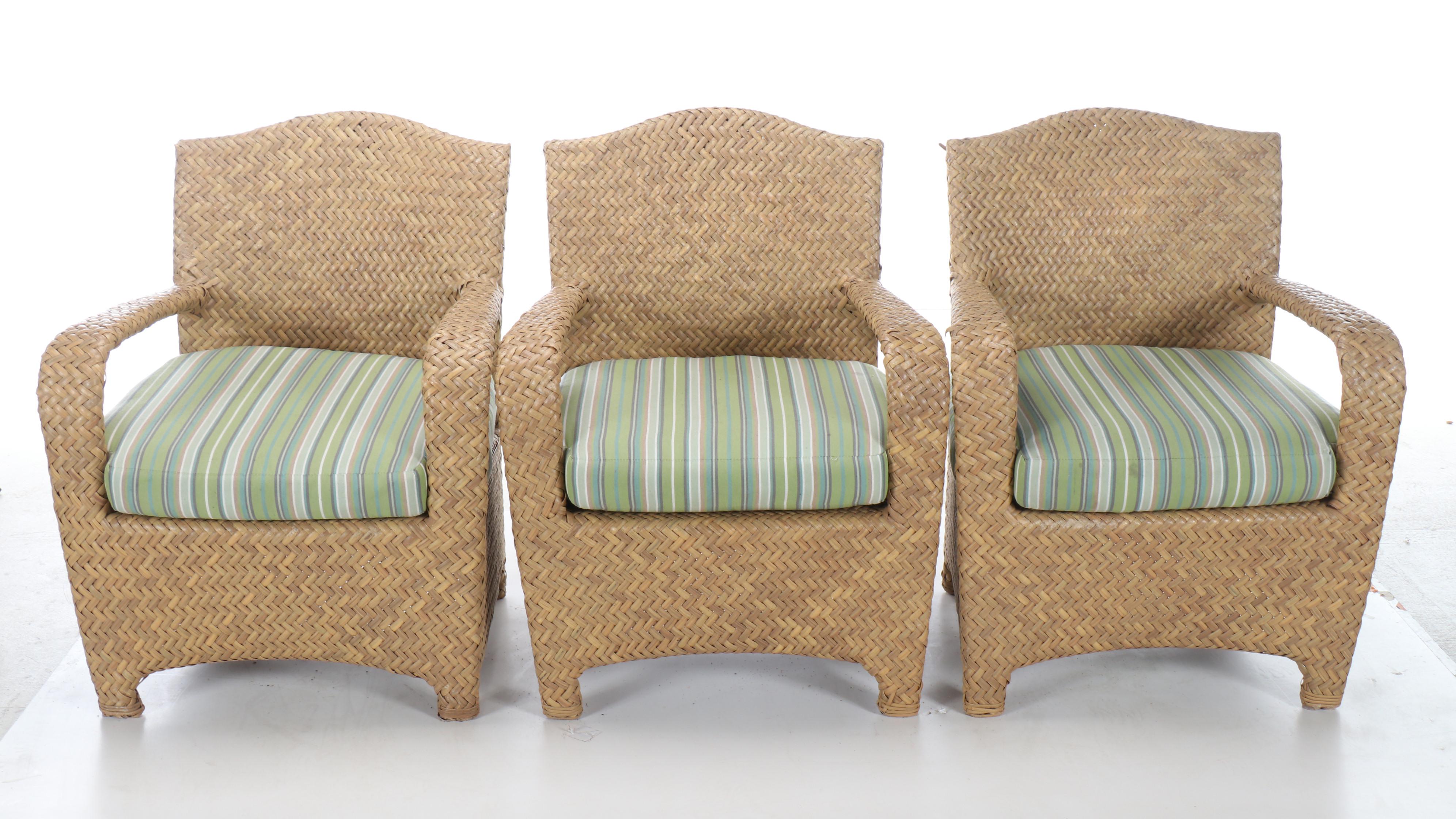 Set of Three Contemporary Wicker Resin Armchairs