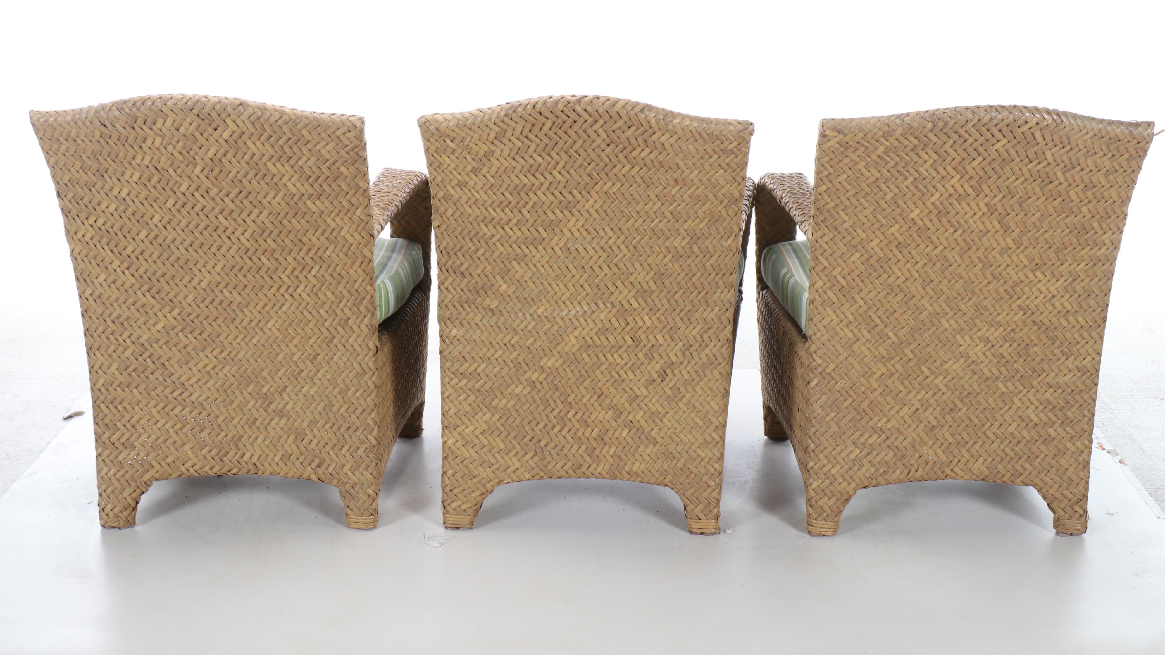 Set of Three Contemporary Wicker Resin Armchairs