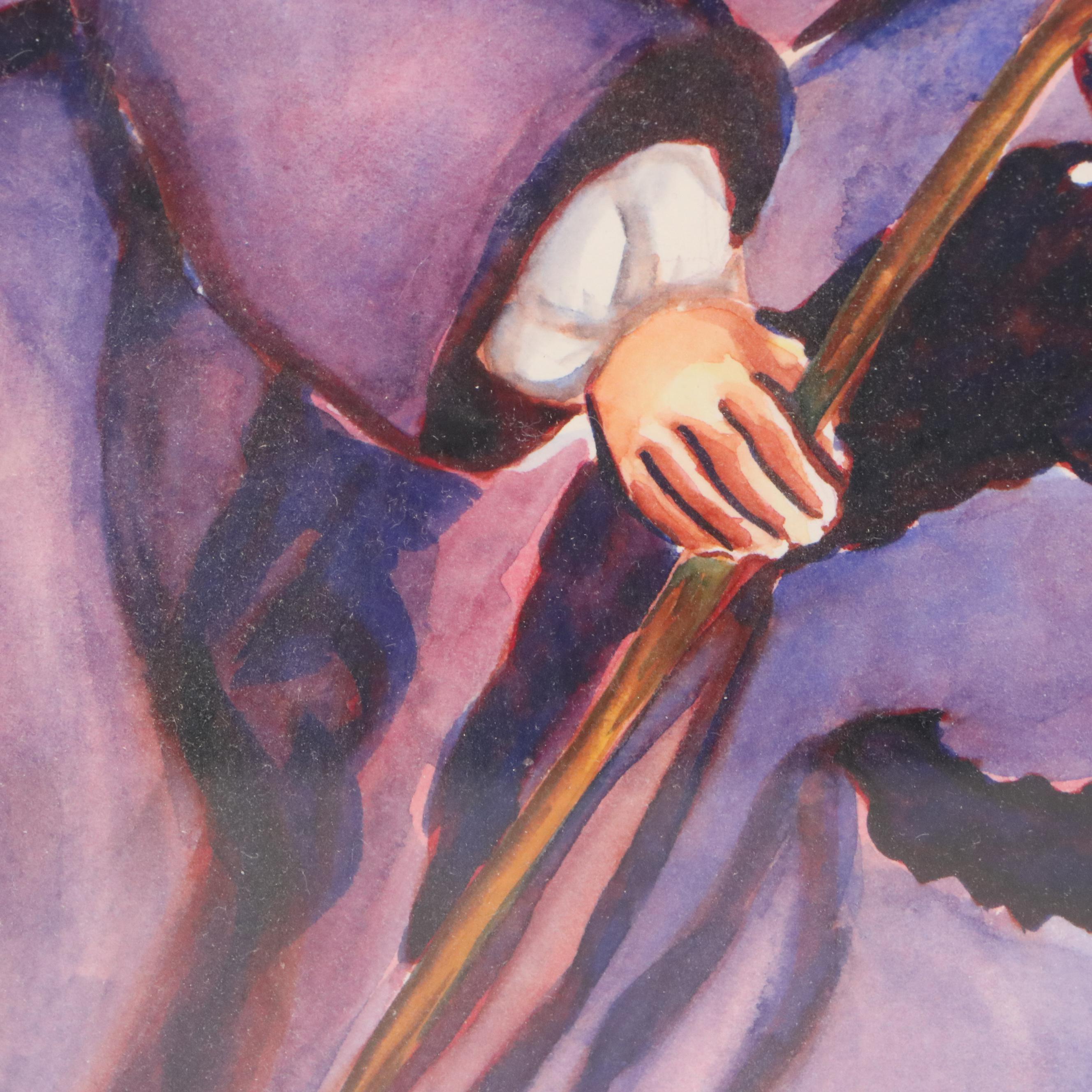 Sarah Rocheleau Watercolor Painting "Birds of a Feather," 21st Century