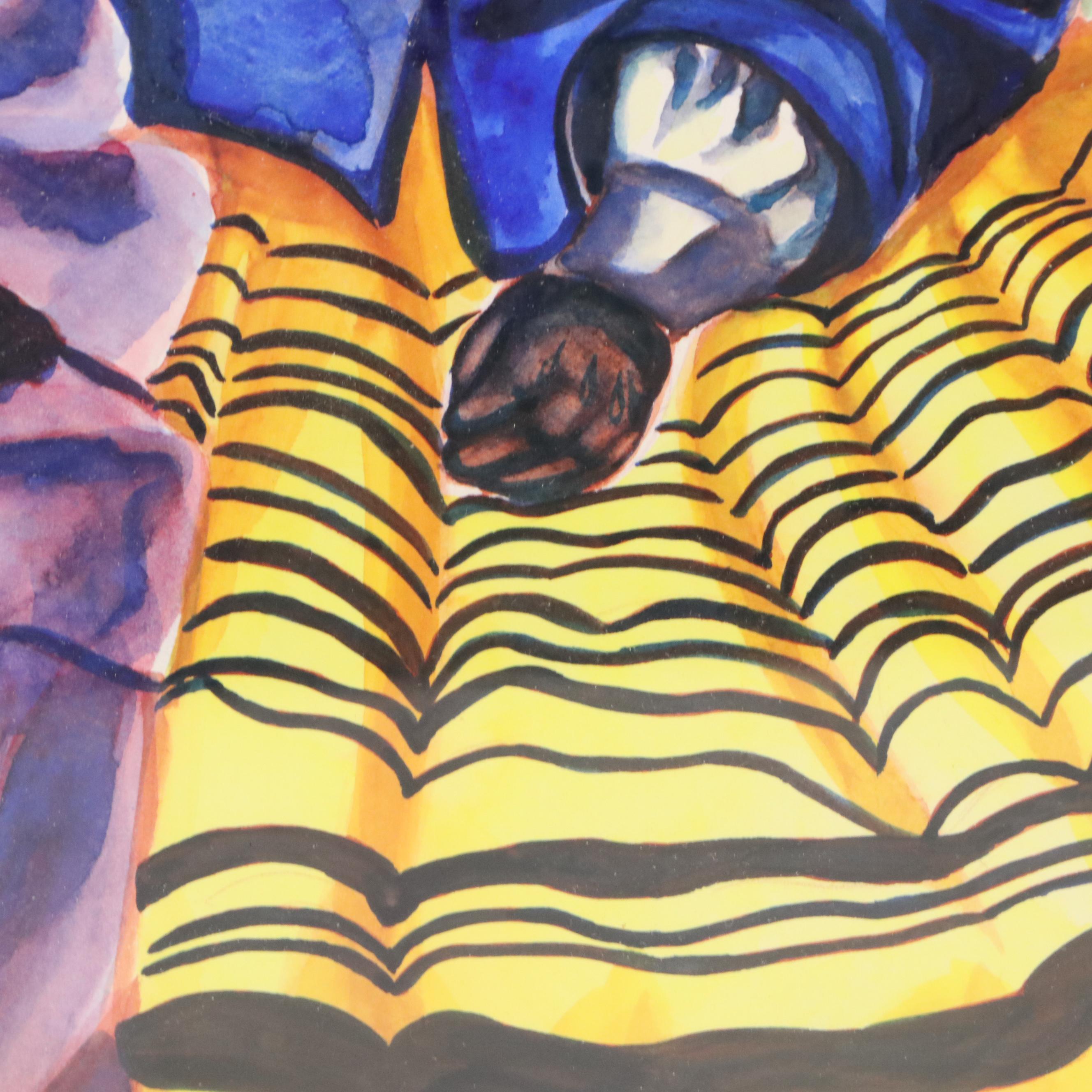 Sarah Rocheleau Watercolor Painting "Birds of a Feather," 21st Century