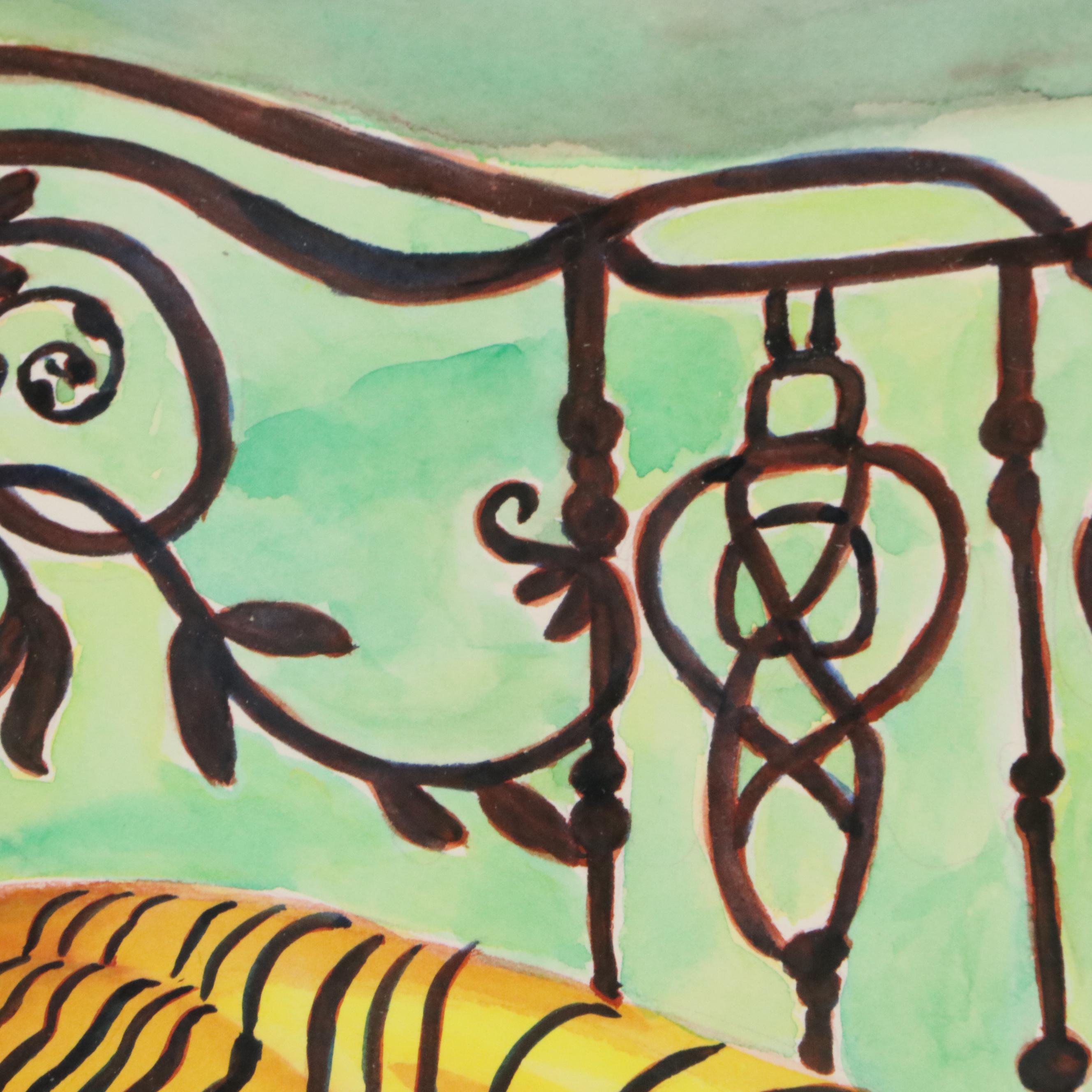 Sarah Rocheleau Watercolor Painting "Birds of a Feather," 21st Century