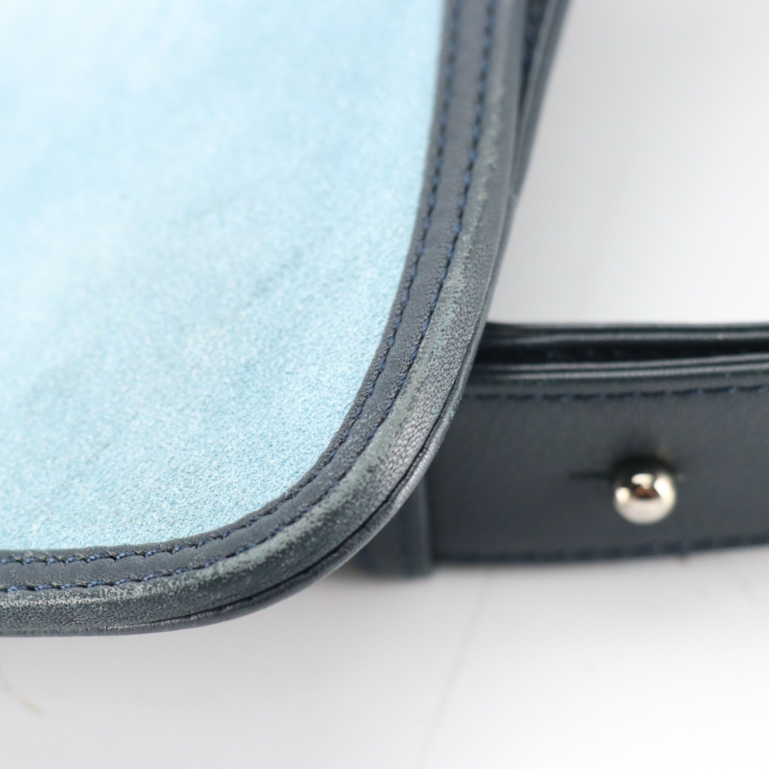 Loewe Flat Waist Pouch in Blue Suede and Calfskin Leather