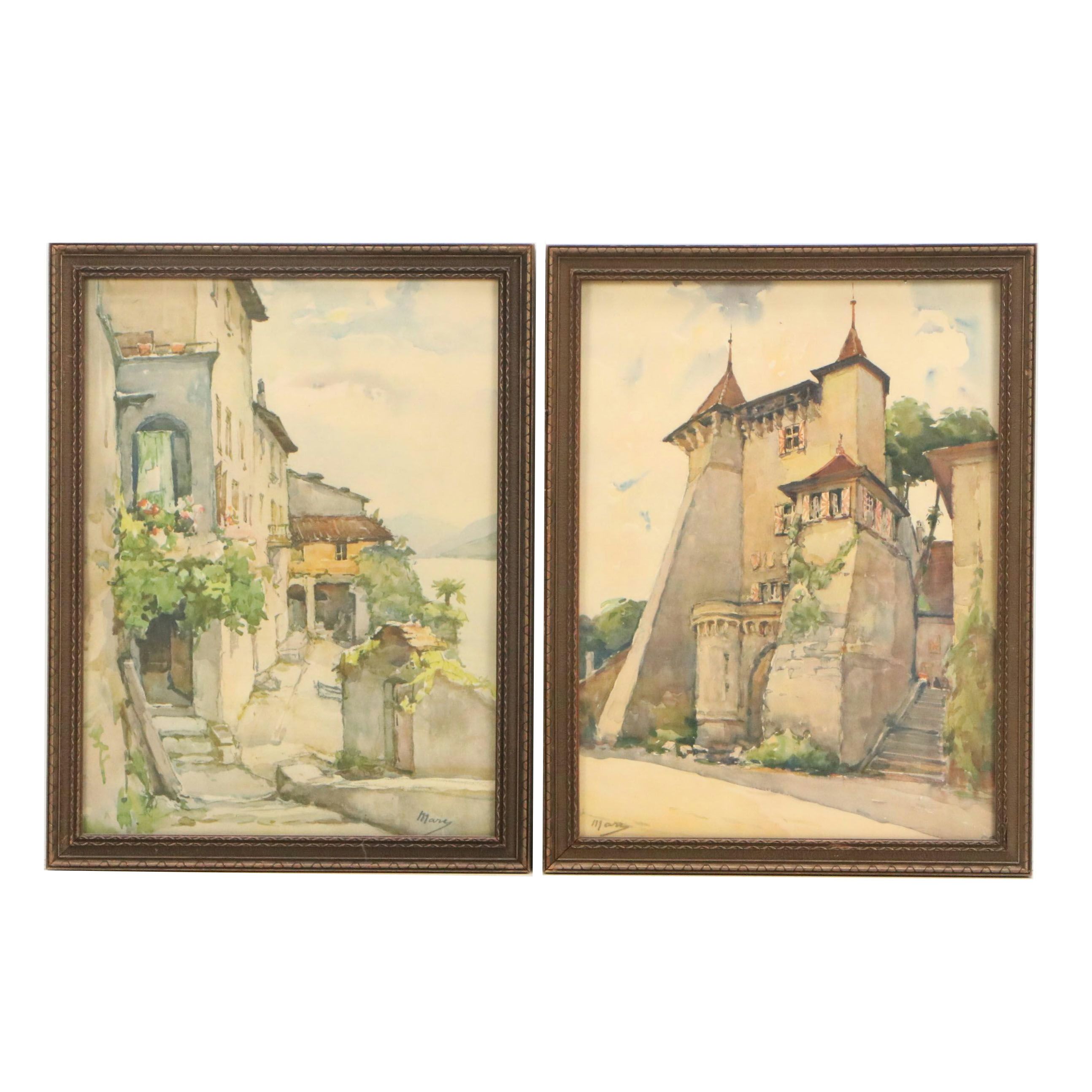 Lithographic Prints of Château de Vaumarcus, 20th Century