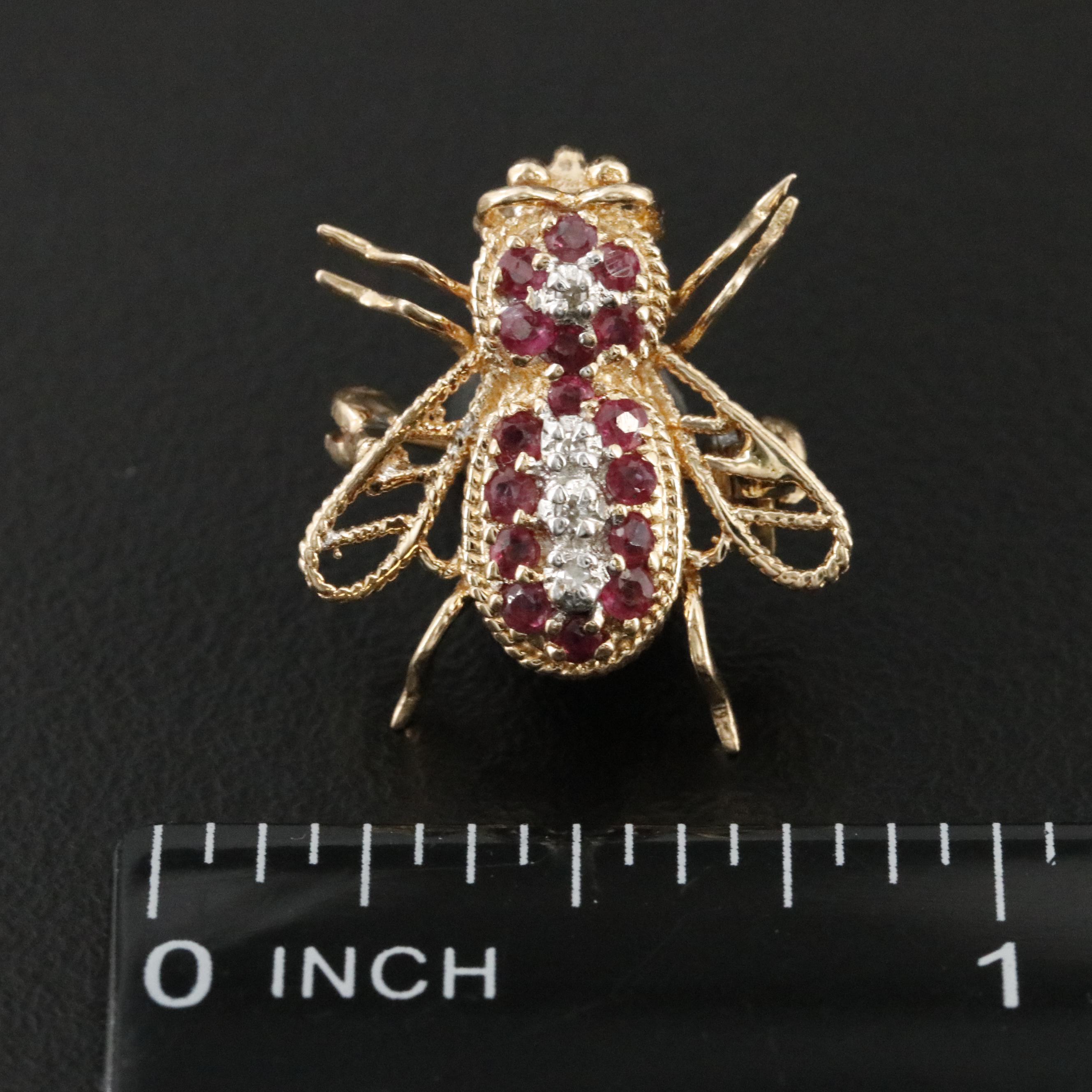 14K Ruby and Diamond Insect Converter Brooch