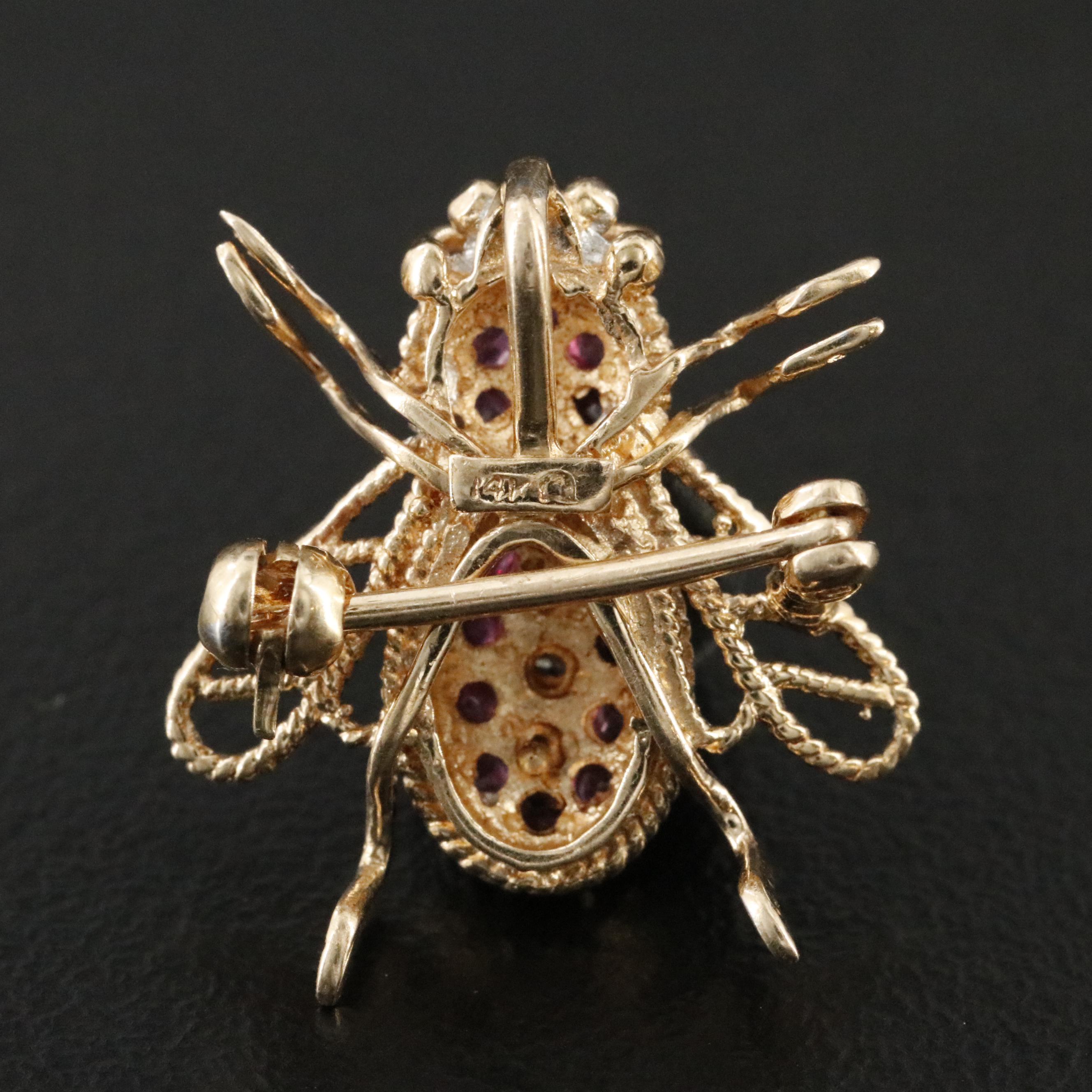 14K Ruby and Diamond Insect Converter Brooch