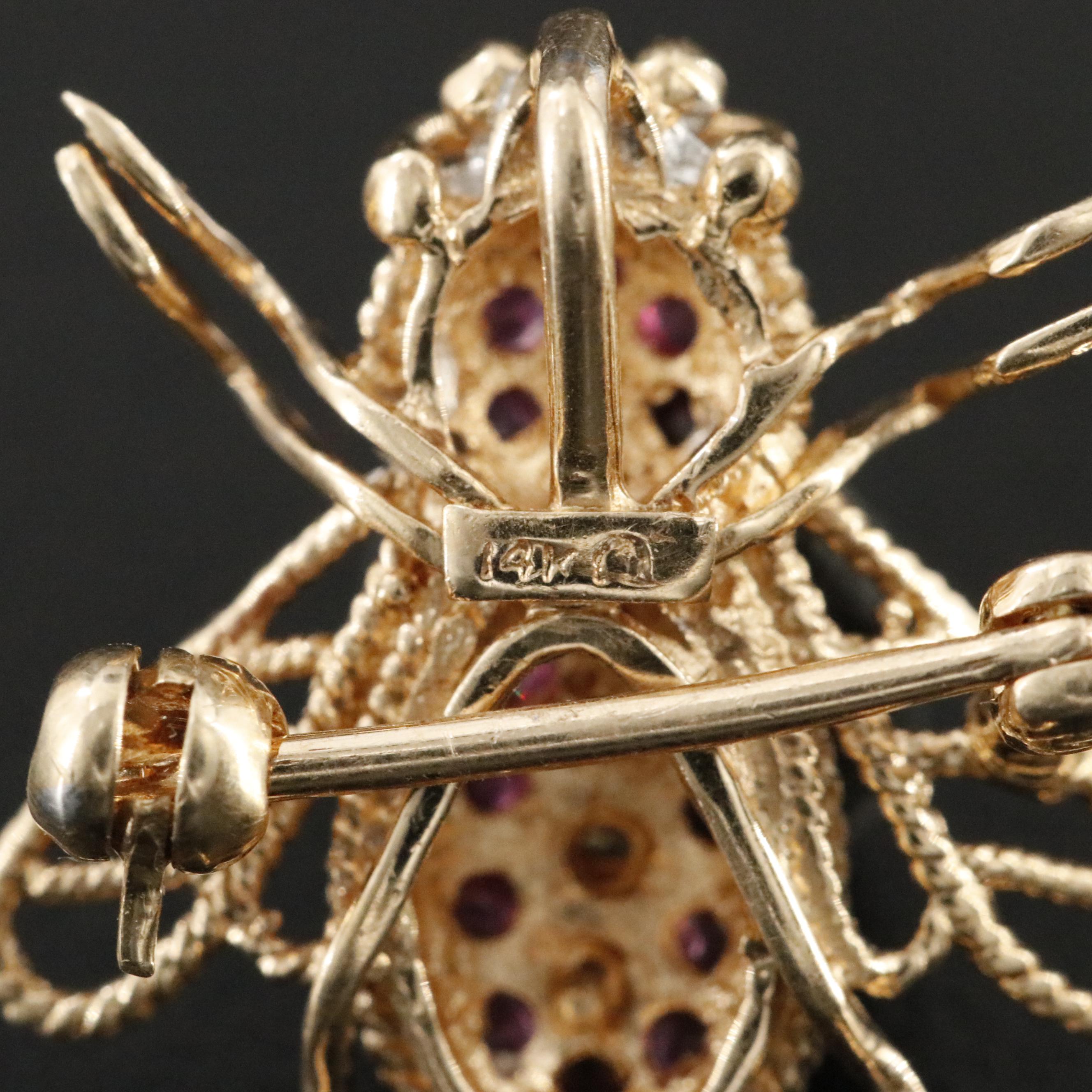 14K Ruby and Diamond Insect Converter Brooch