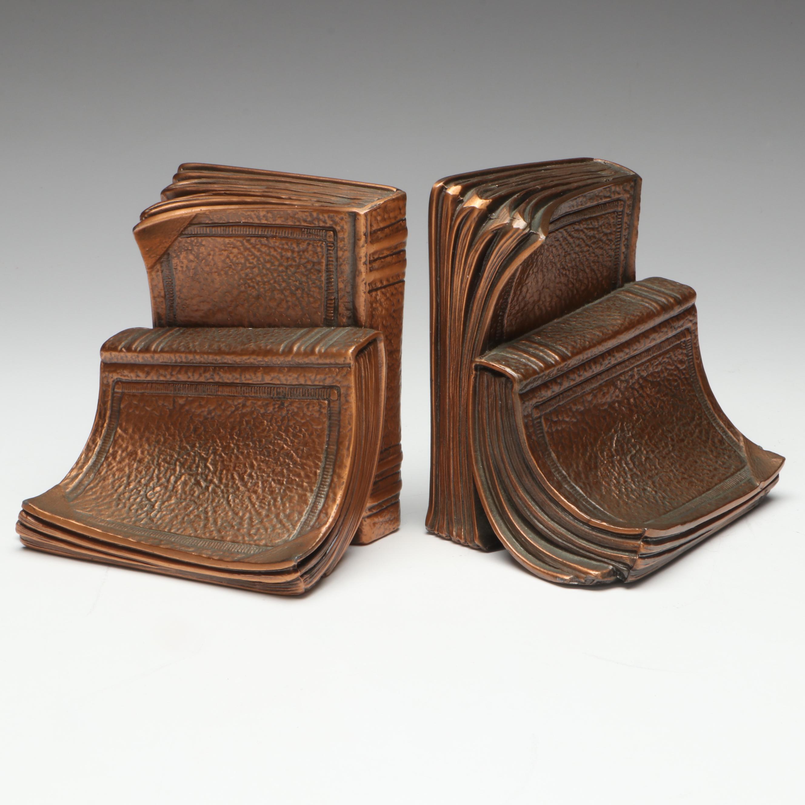 Philadelphia Mfg. Co. Copper Plated Cast Metal Bookends