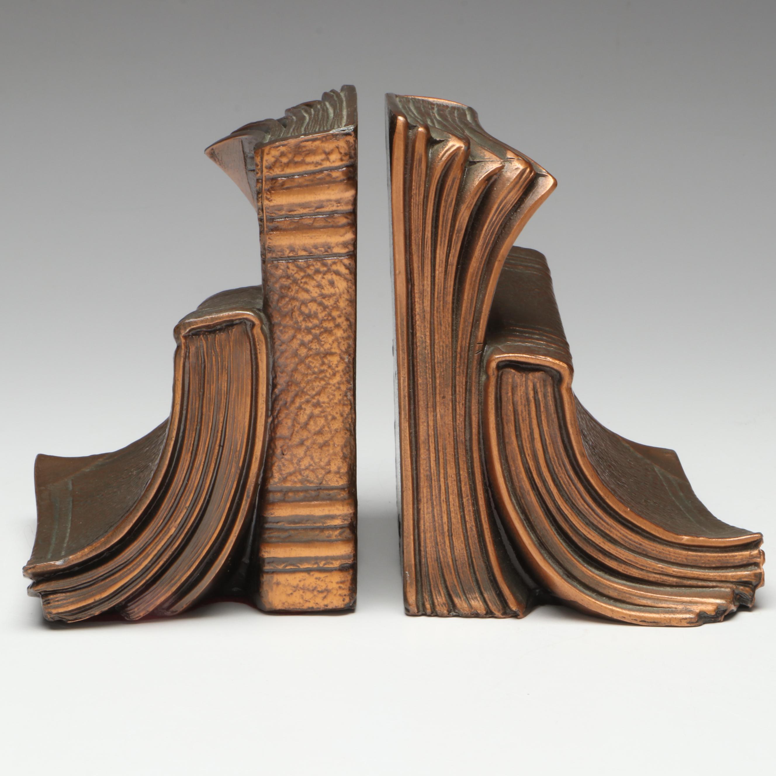 Philadelphia Mfg. Co. Copper Plated Cast Metal Bookends