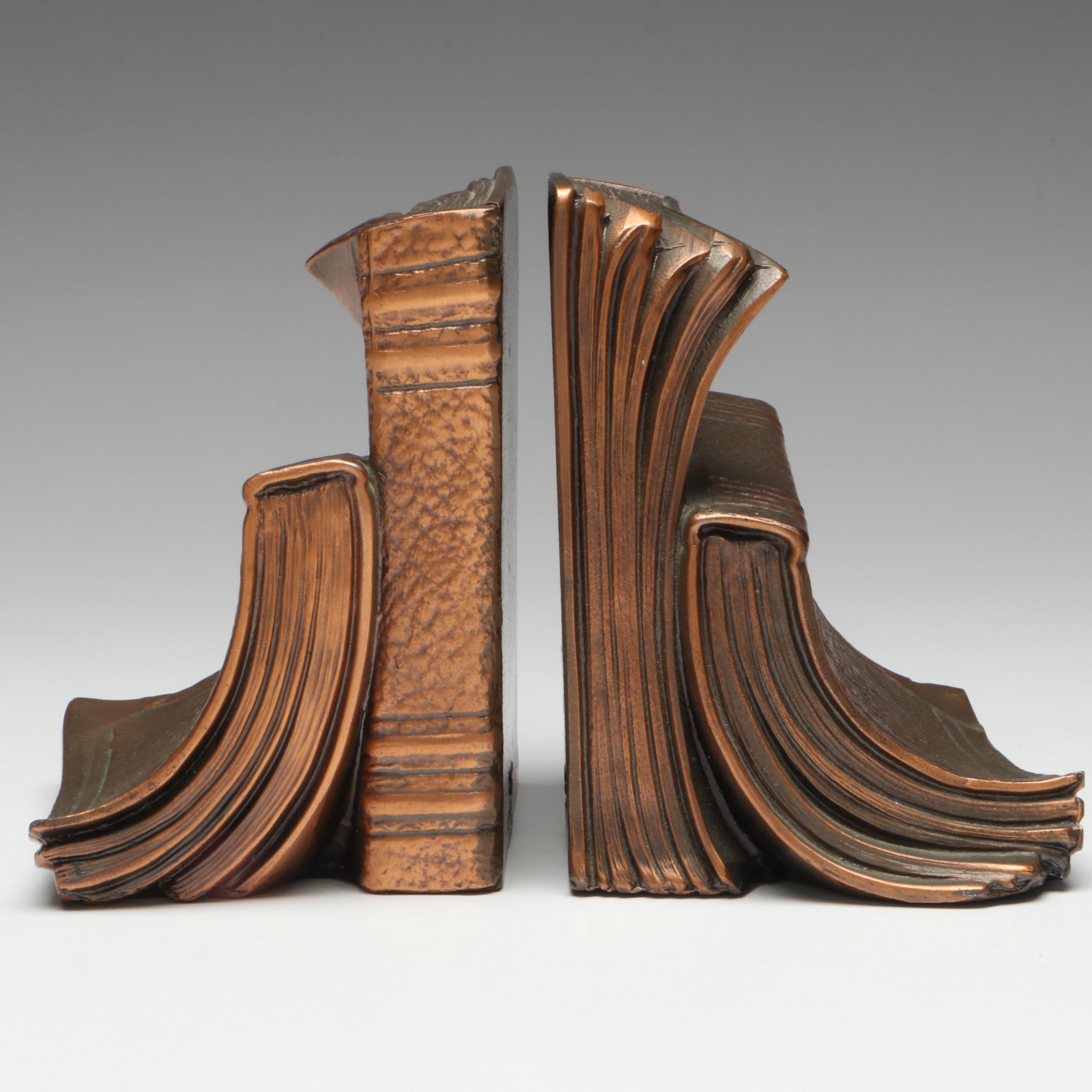 Philadelphia Mfg. Co. Copper Plated Cast Metal Bookends