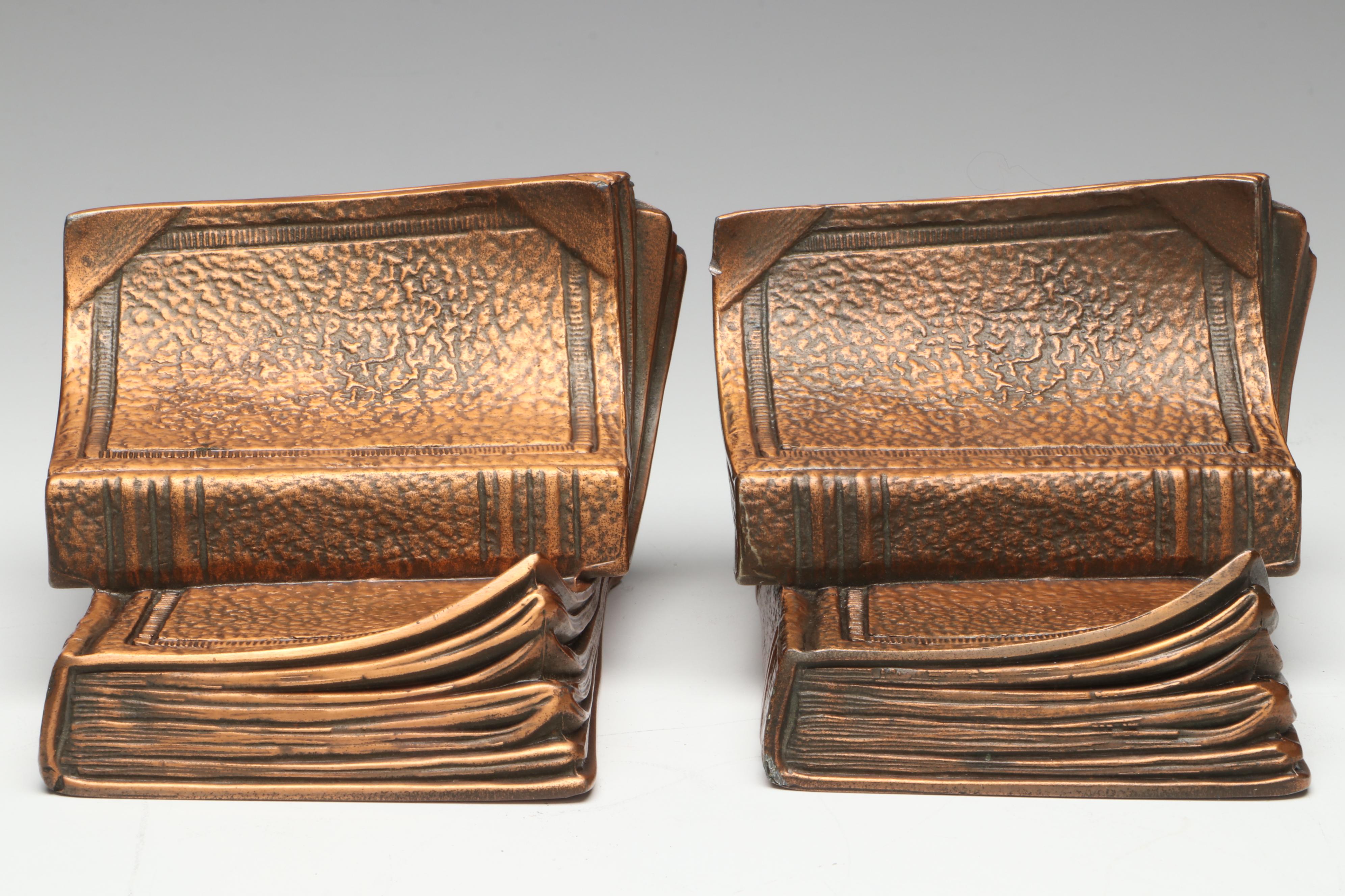 Philadelphia Mfg. Co. Copper Plated Cast Metal Bookends