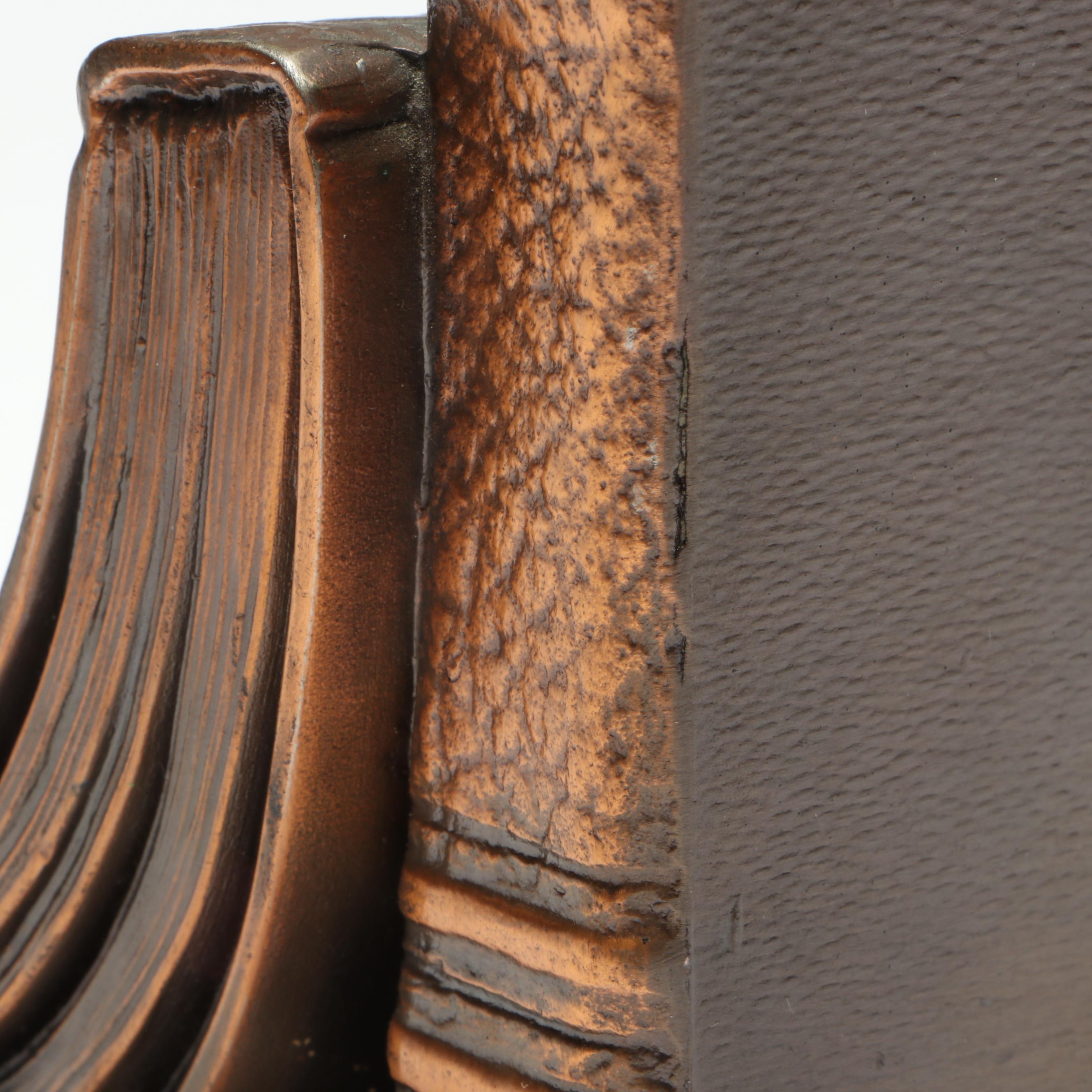 Philadelphia Mfg. Co. Copper Plated Cast Metal Bookends
