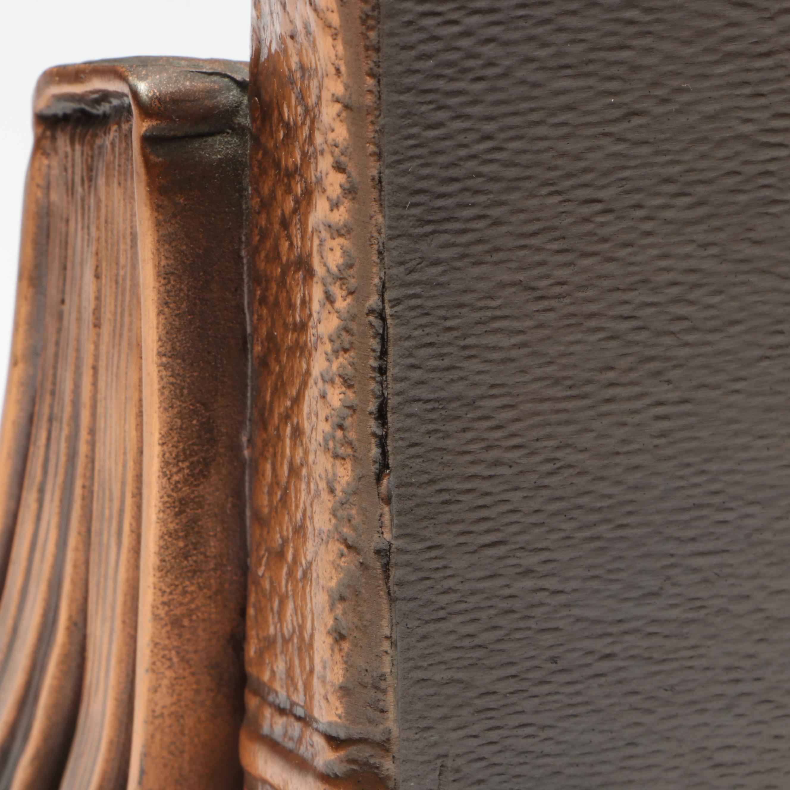 Philadelphia Mfg. Co. Copper Plated Cast Metal Bookends
