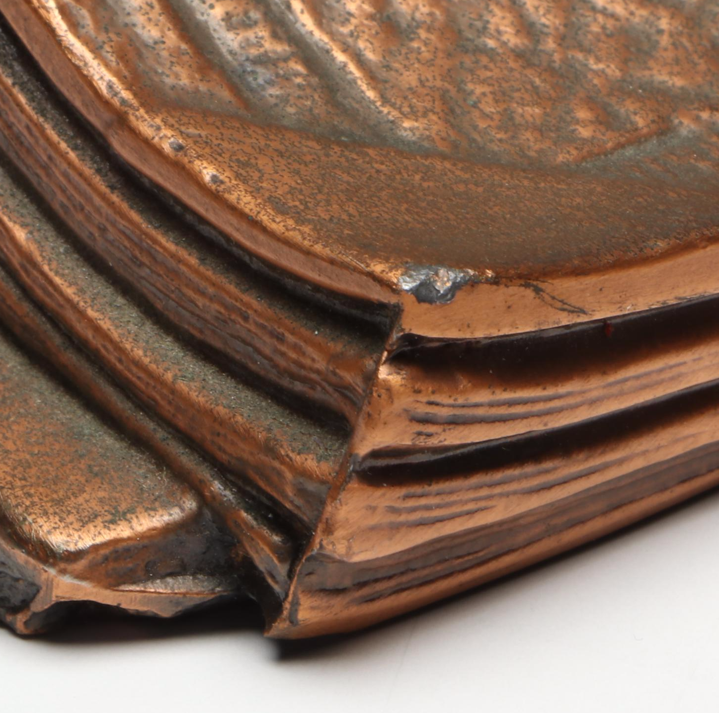 Philadelphia Mfg. Co. Copper Plated Cast Metal Bookends