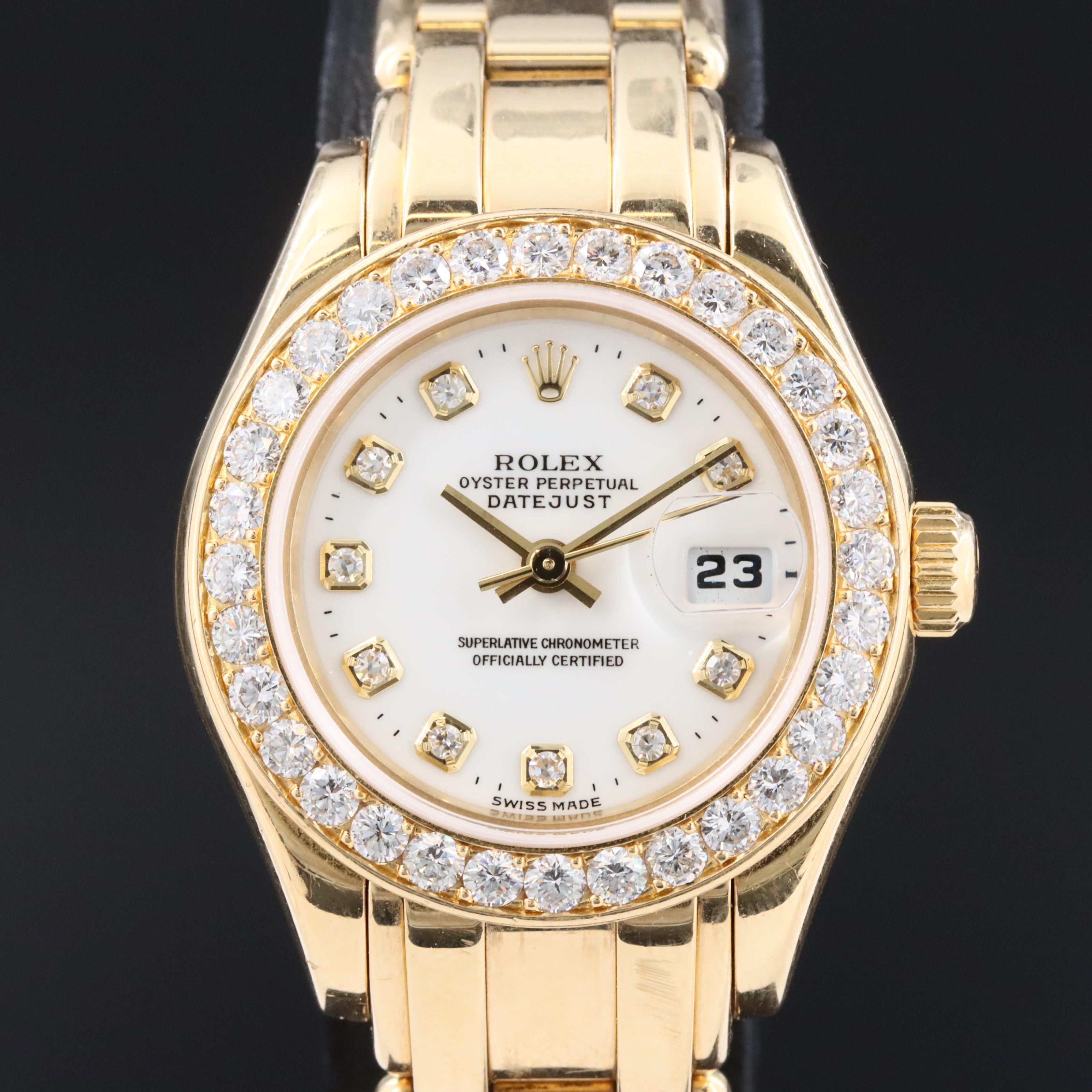 1995 Rolex Datejust Pearlmaster 18K Factory Diamond Watch