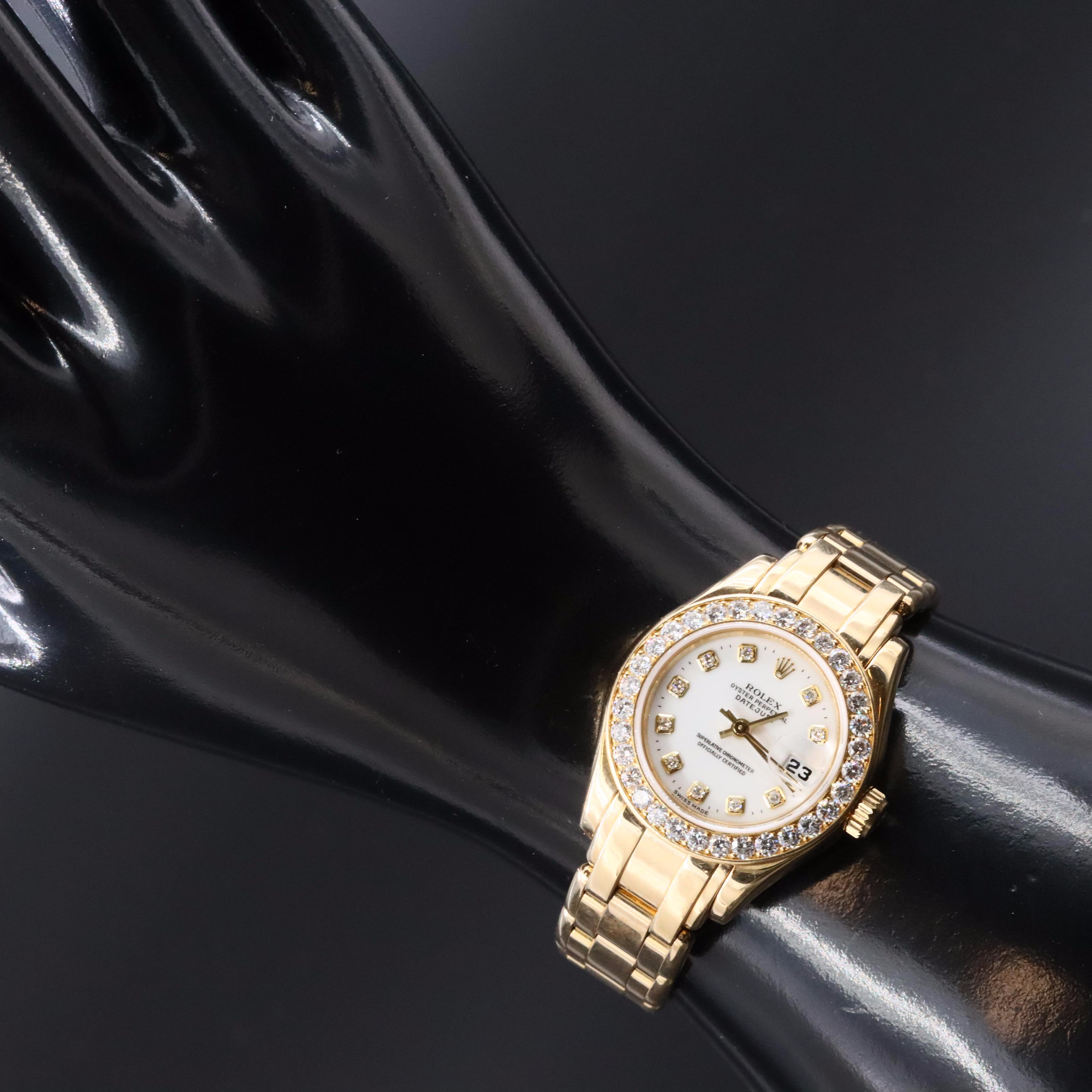 1995 Rolex Datejust Pearlmaster 18K Factory Diamond Watch