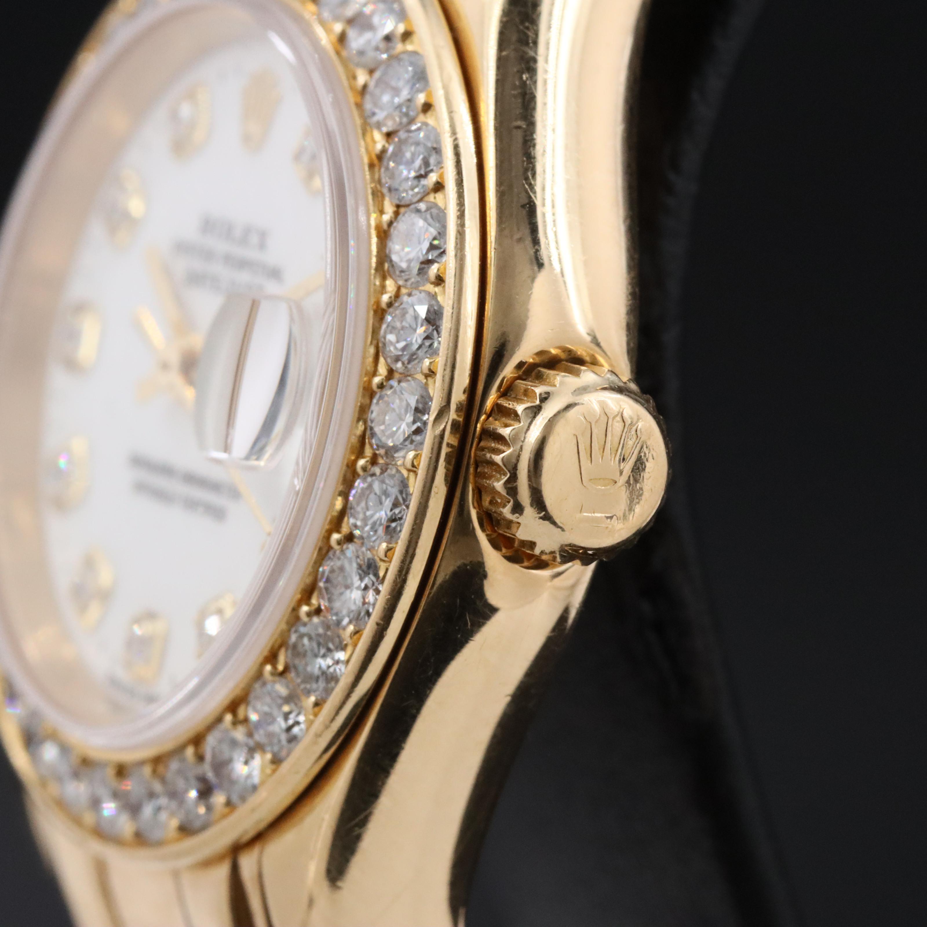 1995 Rolex Datejust Pearlmaster 18K Factory Diamond Watch