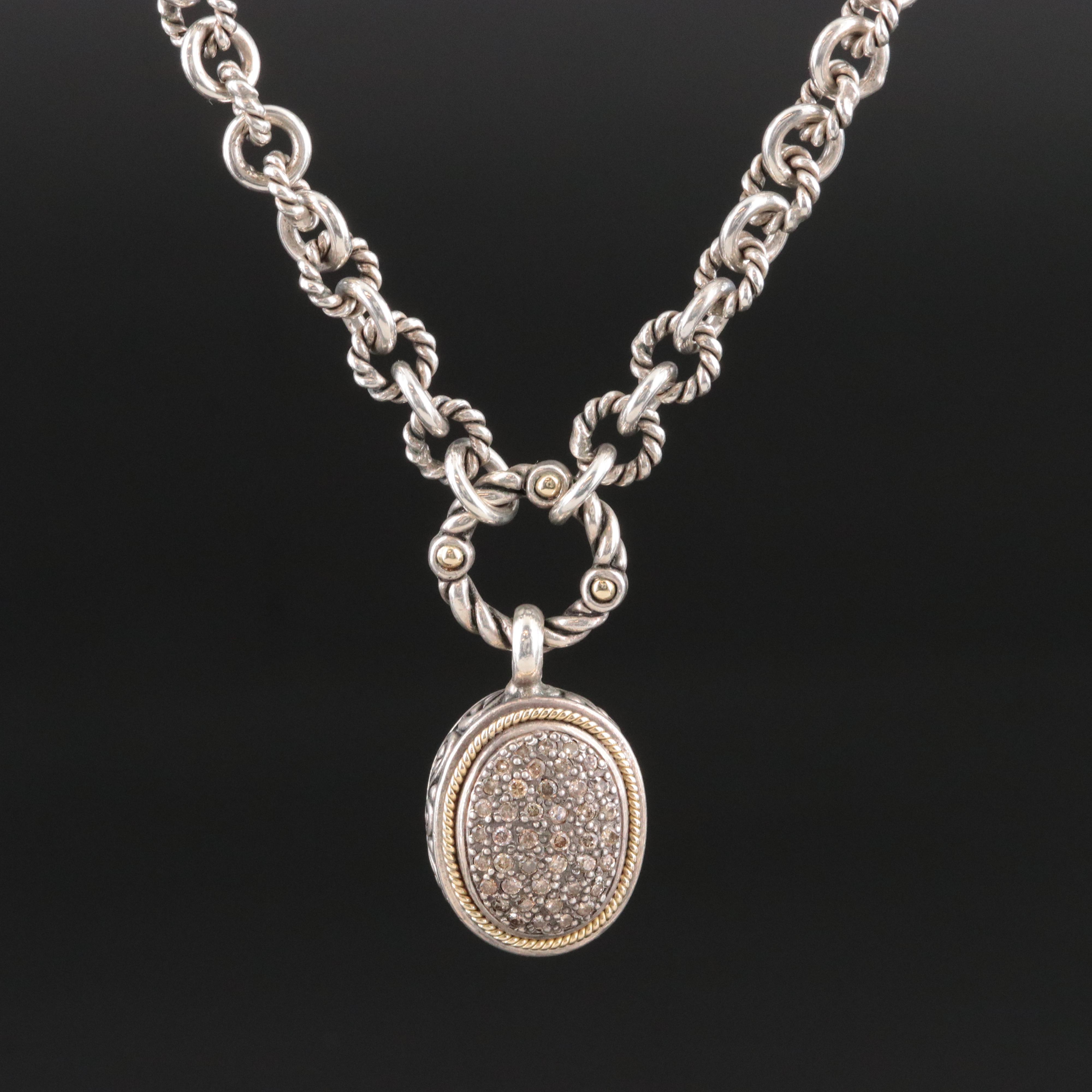 EFFY Sterling Diamond Necklace with 18K Accent