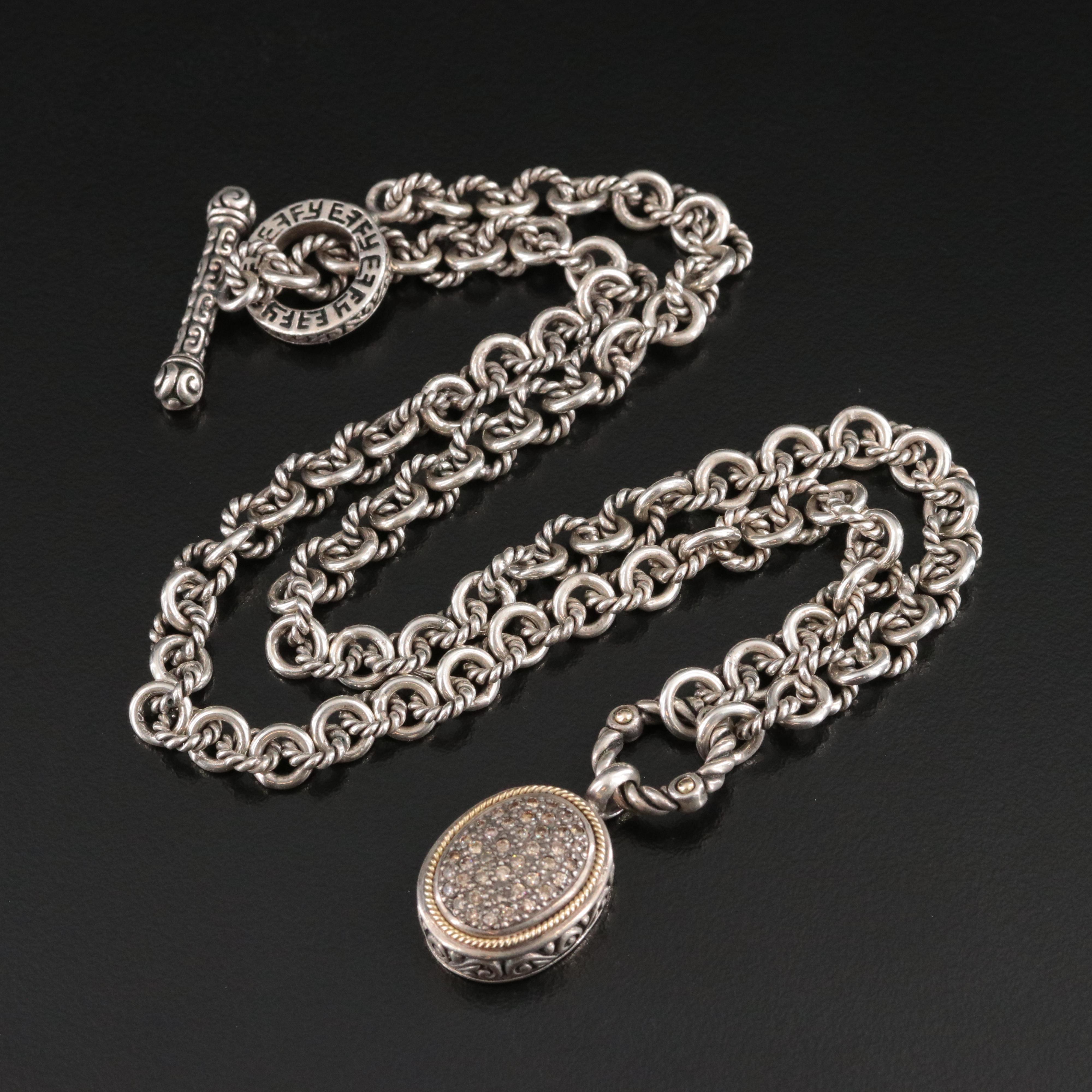 EFFY Sterling Diamond Necklace with 18K Accent