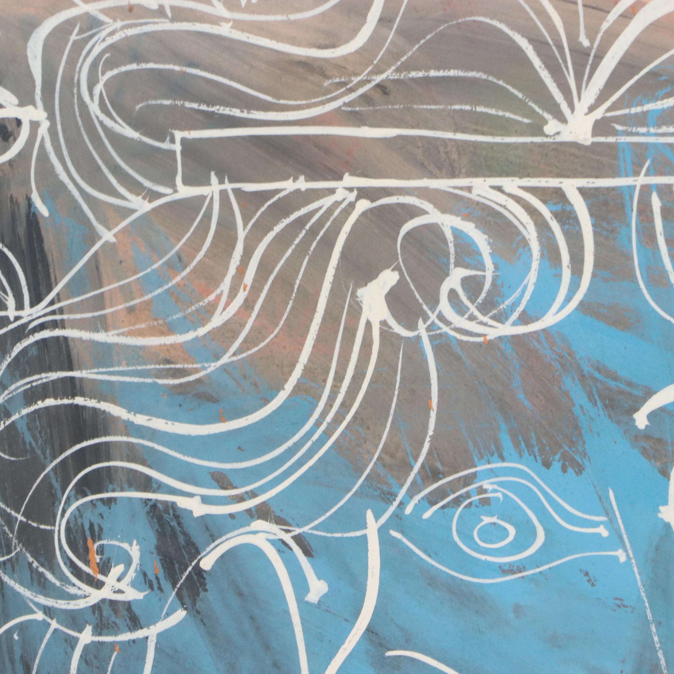 Byron Browne Gouache Painting "Head of a Woman," 1954